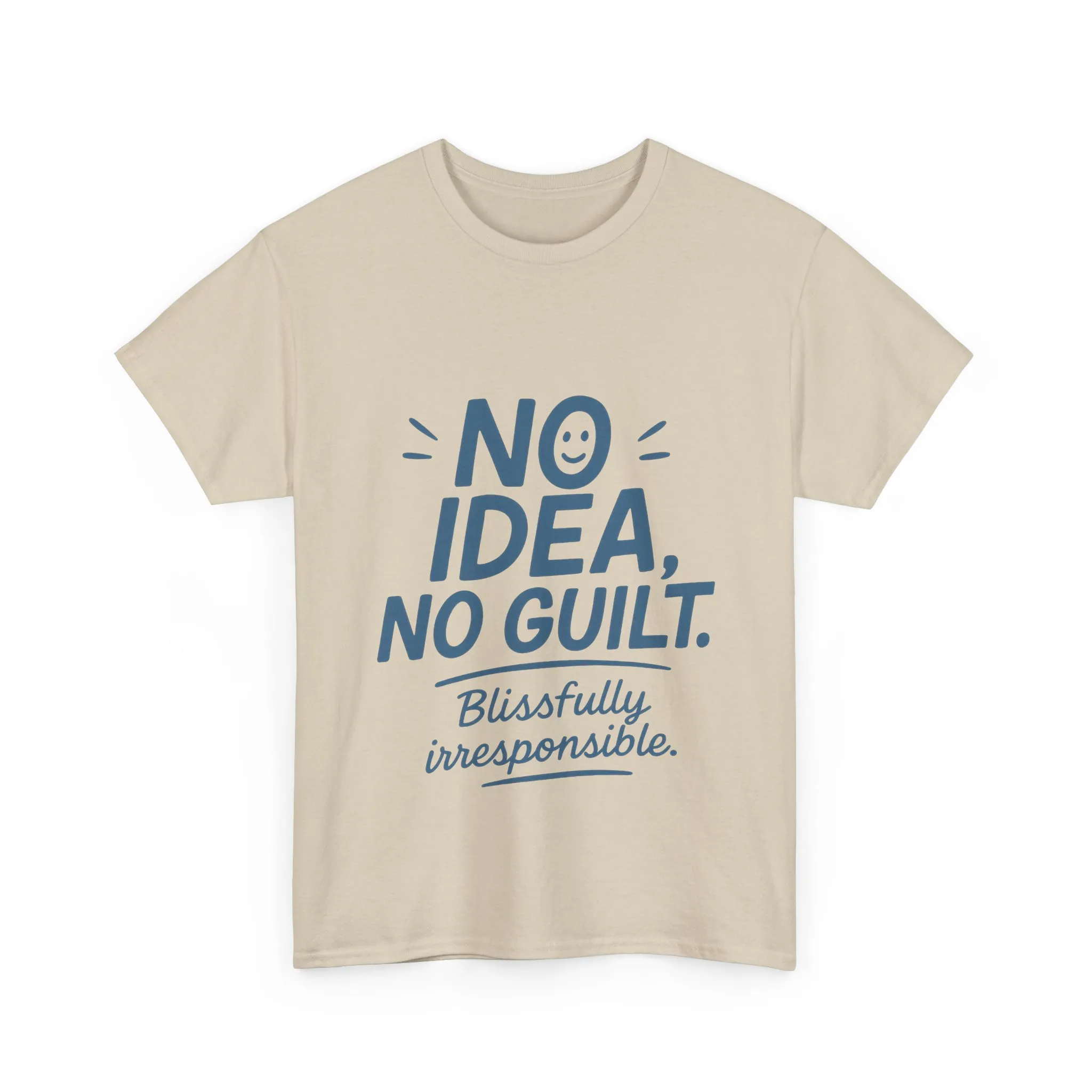 Funny No Idea Mens T-Shirt, No Guilt Blissfully Irresponsible Quote, Casual Relaxed Fit Tee, Humor Gift for Him, Humorous T-Shirt - Image 2