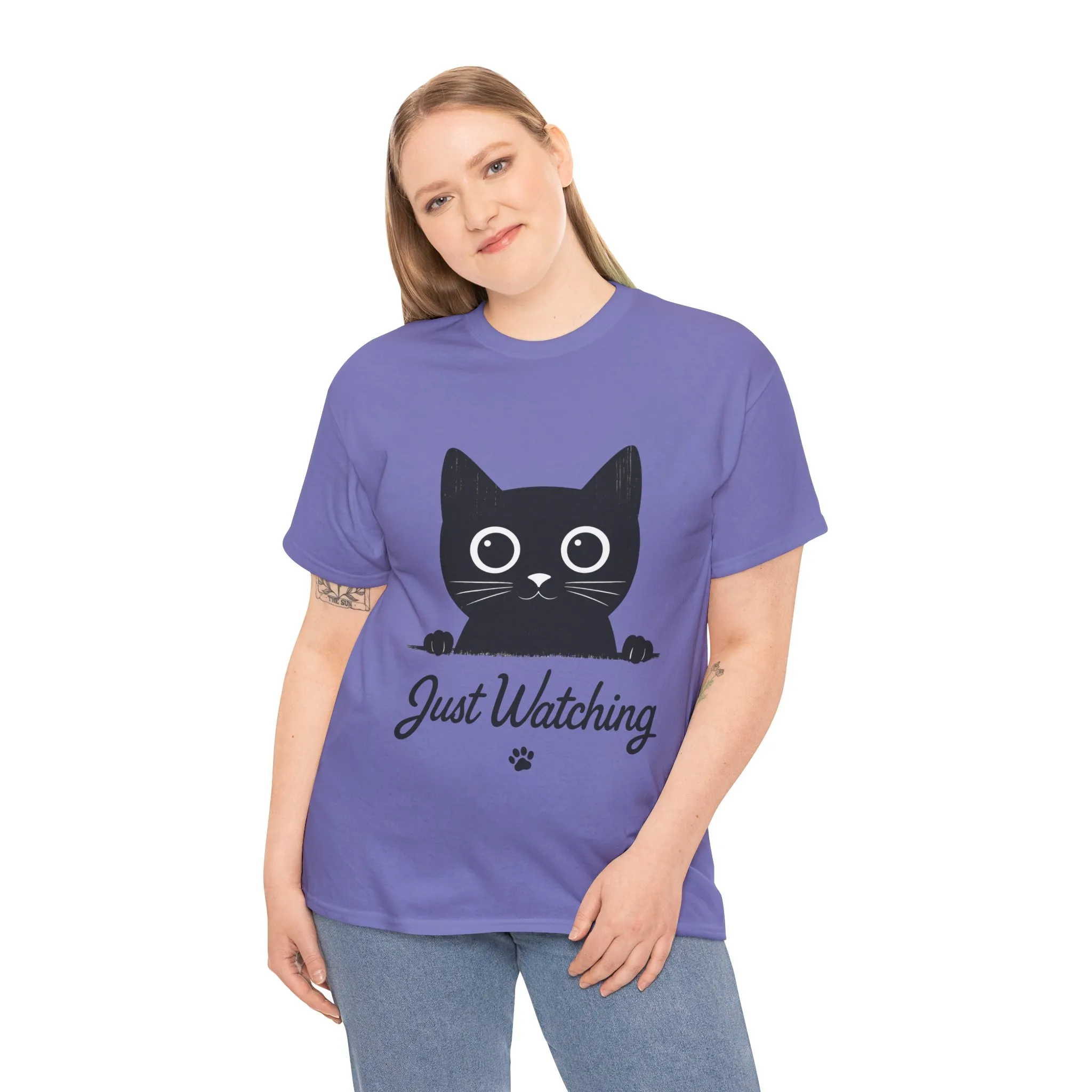 Cute Black Cat Shirt for Women - Just Watching Minimalist Kitty Tee - Funny Cat Lover Gift, Funny Pet Lover Gift, Animal Lover Tee - Image 18