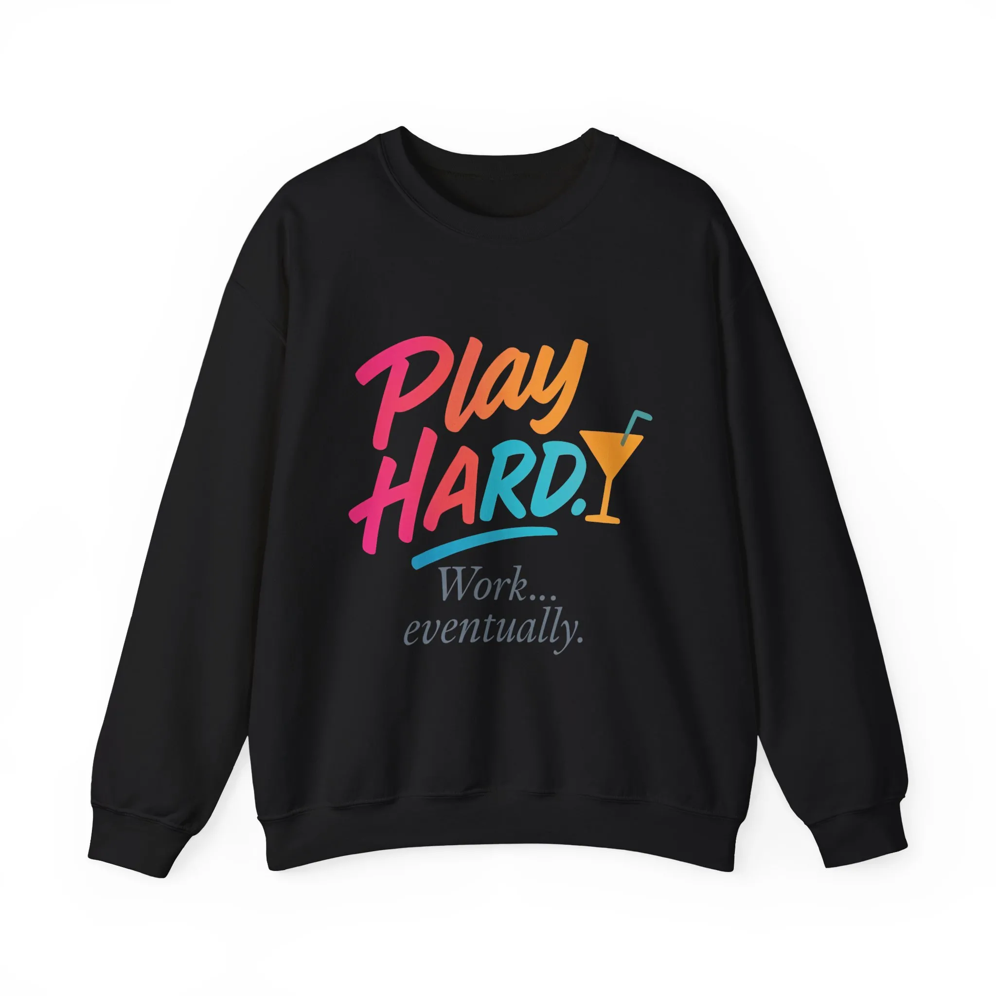 Play Hard Work Eventually Sweatshirt, Funny Cocktail Graphic Tee, Womens Party Sweatshirt, Relaxed Vacation Top, Cozy Style - Image 7