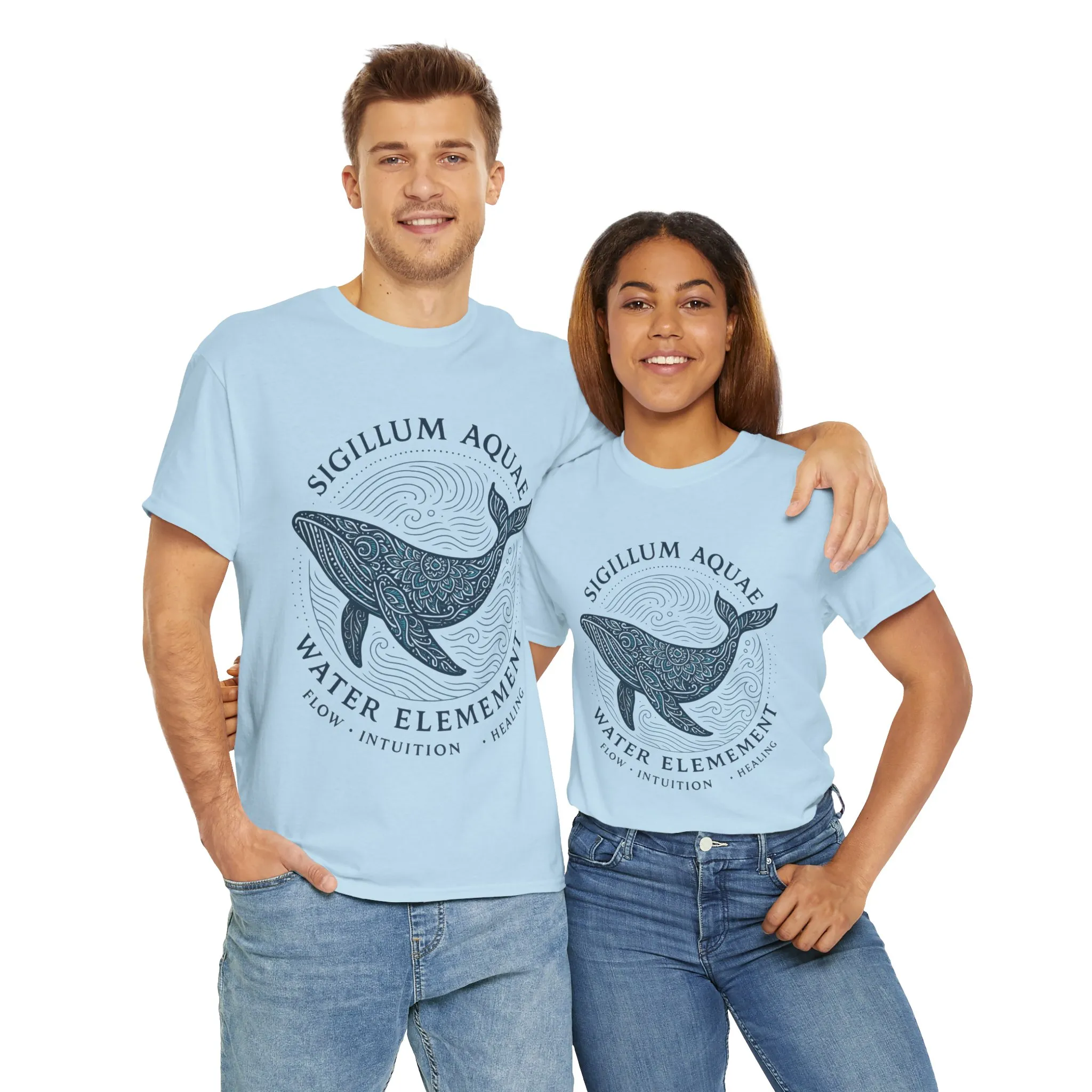 Water Element Whale Tee, Sigillum Aquae Symbol, Flow Intuition Healing, Spiritual Ocean Totem Tee, Nature Energy Shirt, Mindfulness Fashion - Image 28