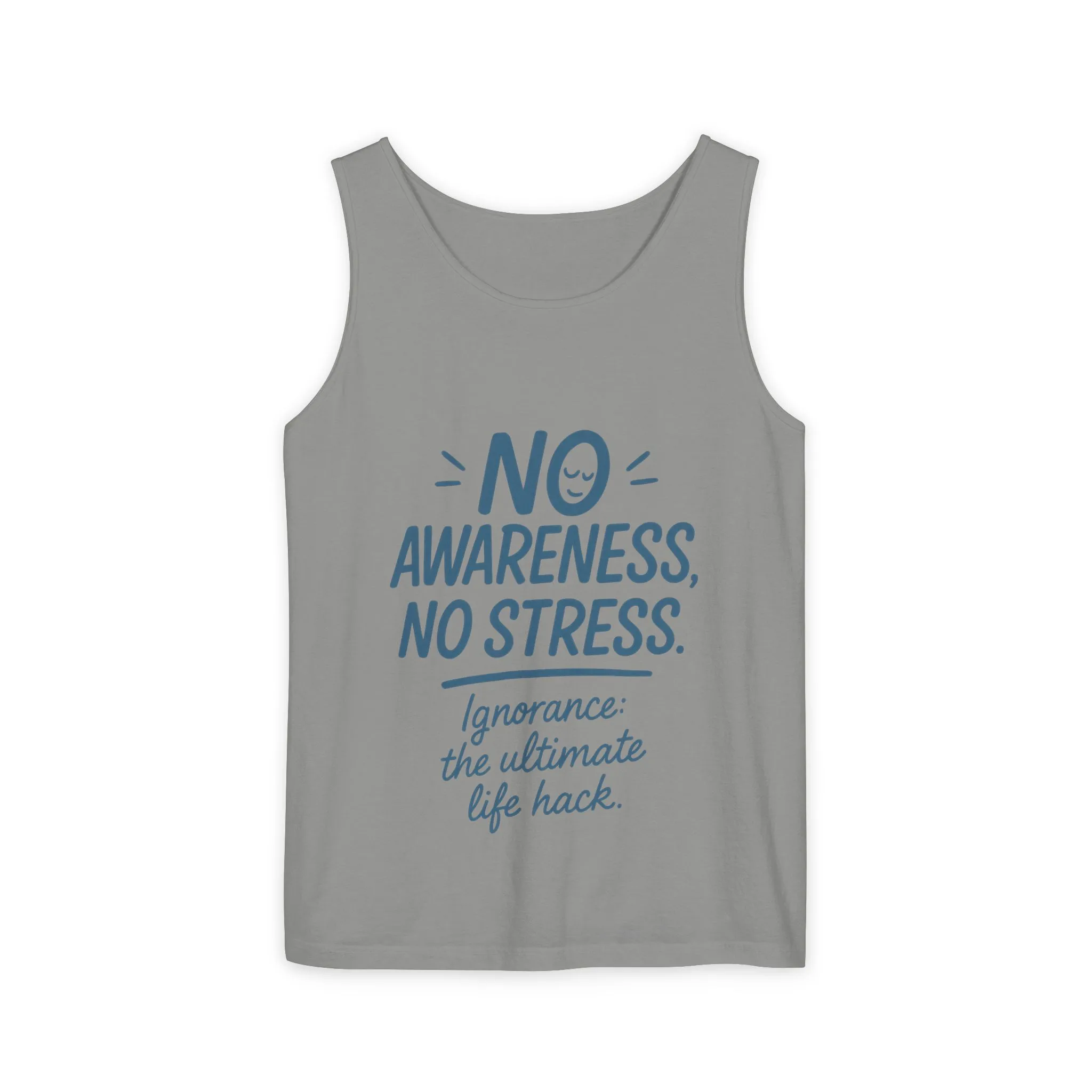 Mens No Awareness Tank Top, Funny No Stress Quote, Ignorance the Ultimate Life Hack, Workout Sleeveless Shirt, Mindfulness Fashion - Image 23