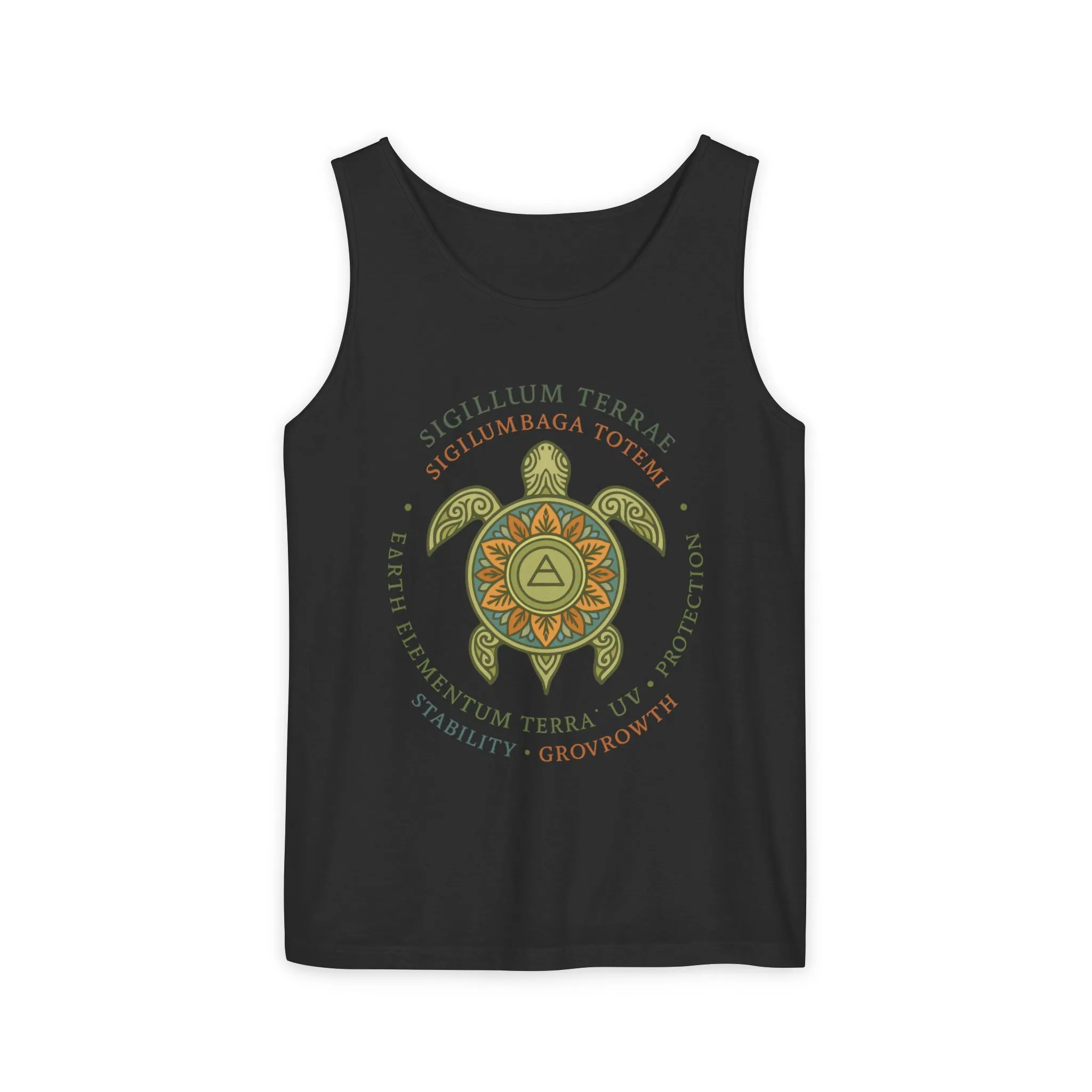 Earth Totem Turtle Womens Tank, Sigillum Terrae Symbol, Elemental Growth Tee, Nature-Inspired Tank Top with Protective Symbol, Beachwear - Image 22