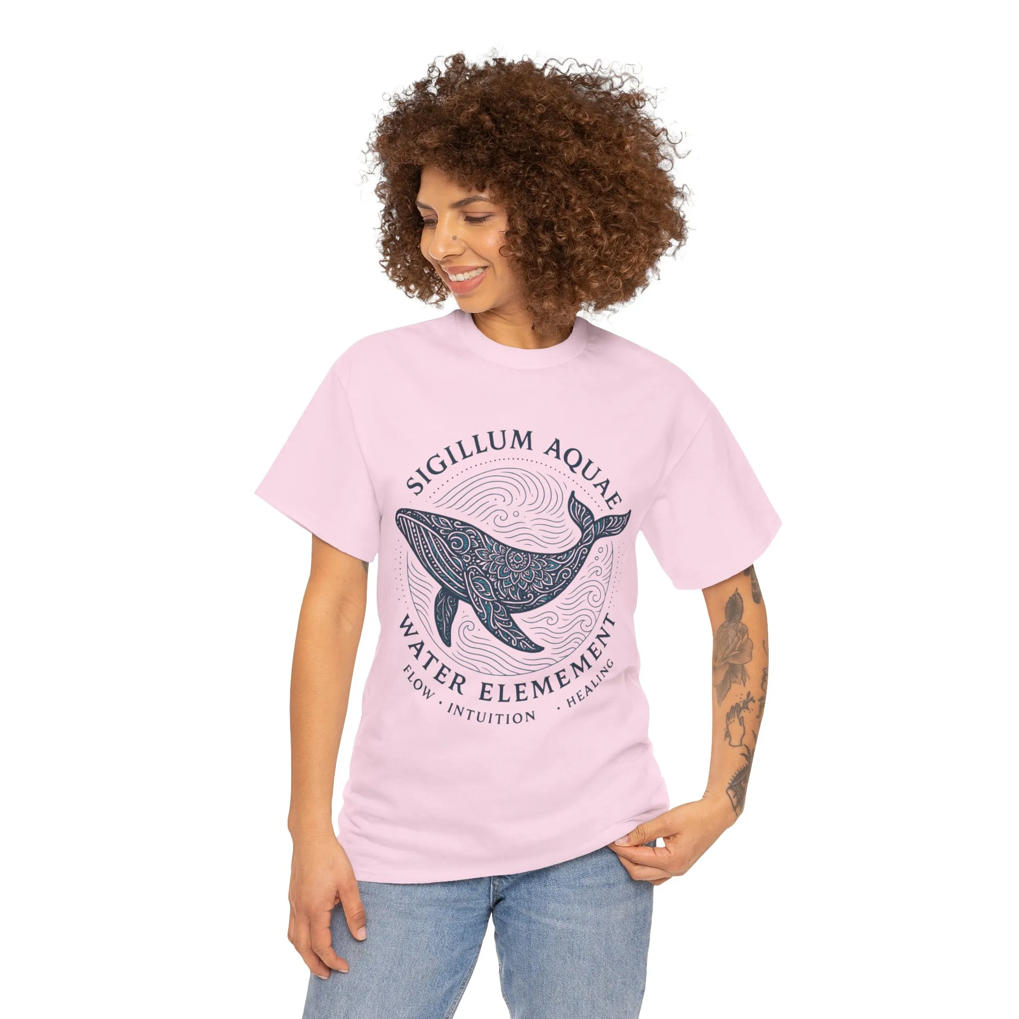 Water Element Whale Tee, Sigillum Aquae Symbol, Flow Intuition Healing, Spiritual Ocean Totem Tee, Nature Energy Shirt, Mindfulness Fashion - Image 34
