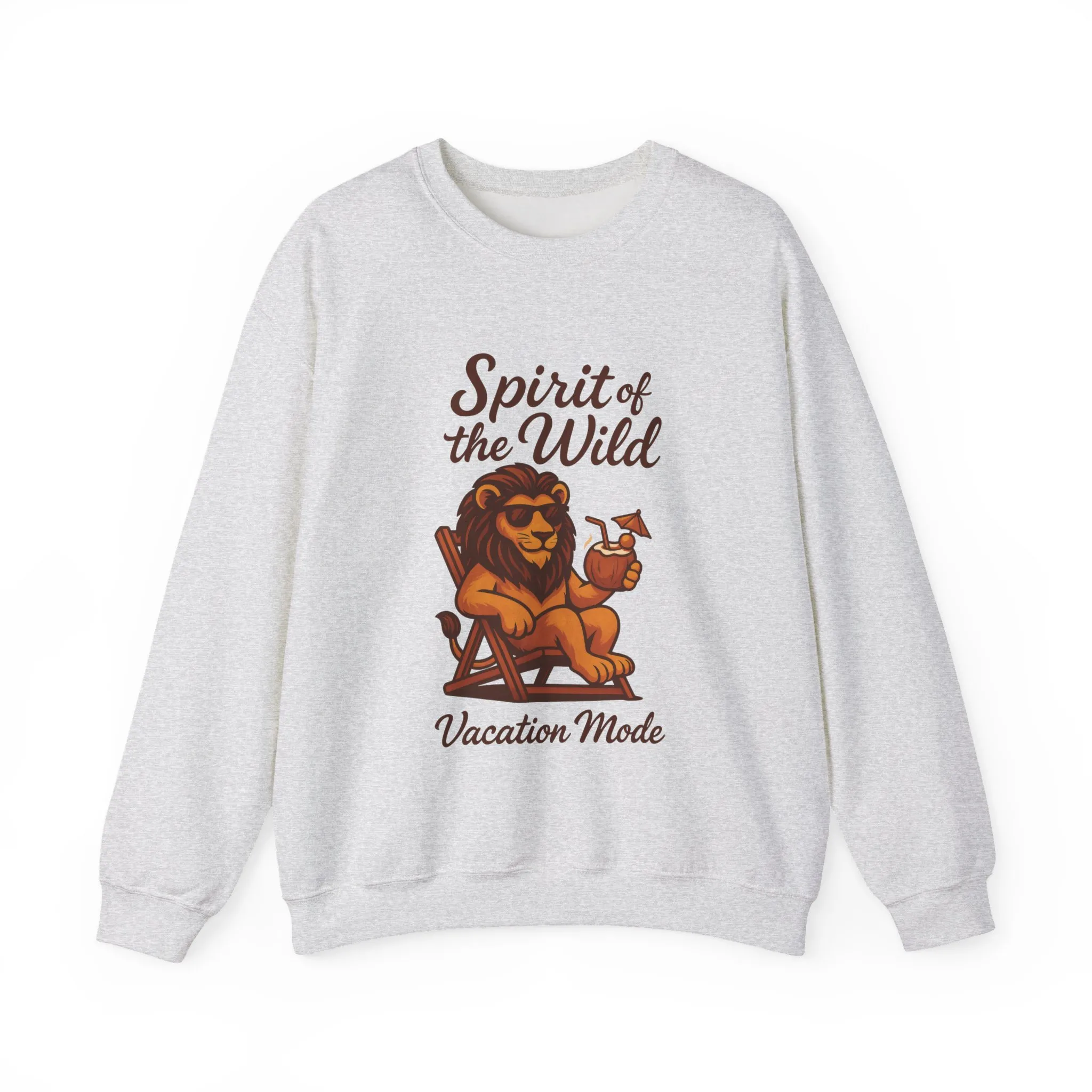 Spirit of the Wild Lion Mens Sweatshirt - Vacation Mode Funny Relaxed Jungle King Pullover, Fun Gift for Travelers - Image 4