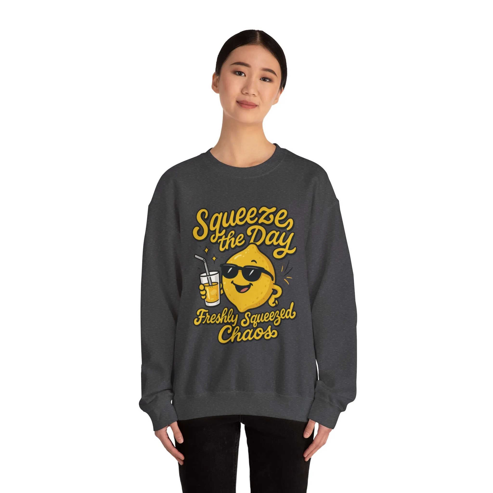 Funny Lemon Womens Sweatshirt - Squeeze The Day Freshly Squeezed Chaos Cozy Pullover - Citrus Positive Crewneck Sweatshirt, Cheerful Fashion - Image 17