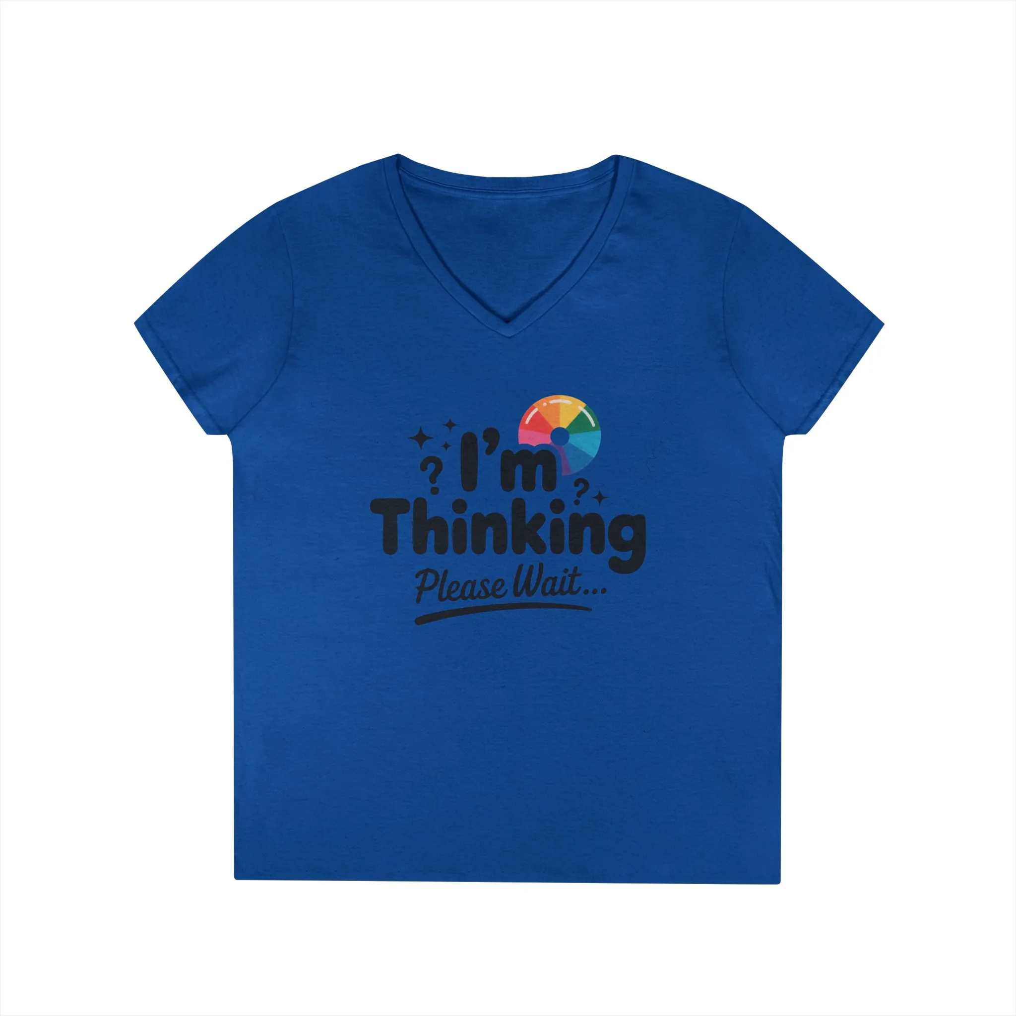 Funny - Im Thinking Please Wait - V-Neck T-Shirt for Women, Cute Geeky Gift for Introverts, Programmers, Designers, Fun Humor Shirt - Image 16
