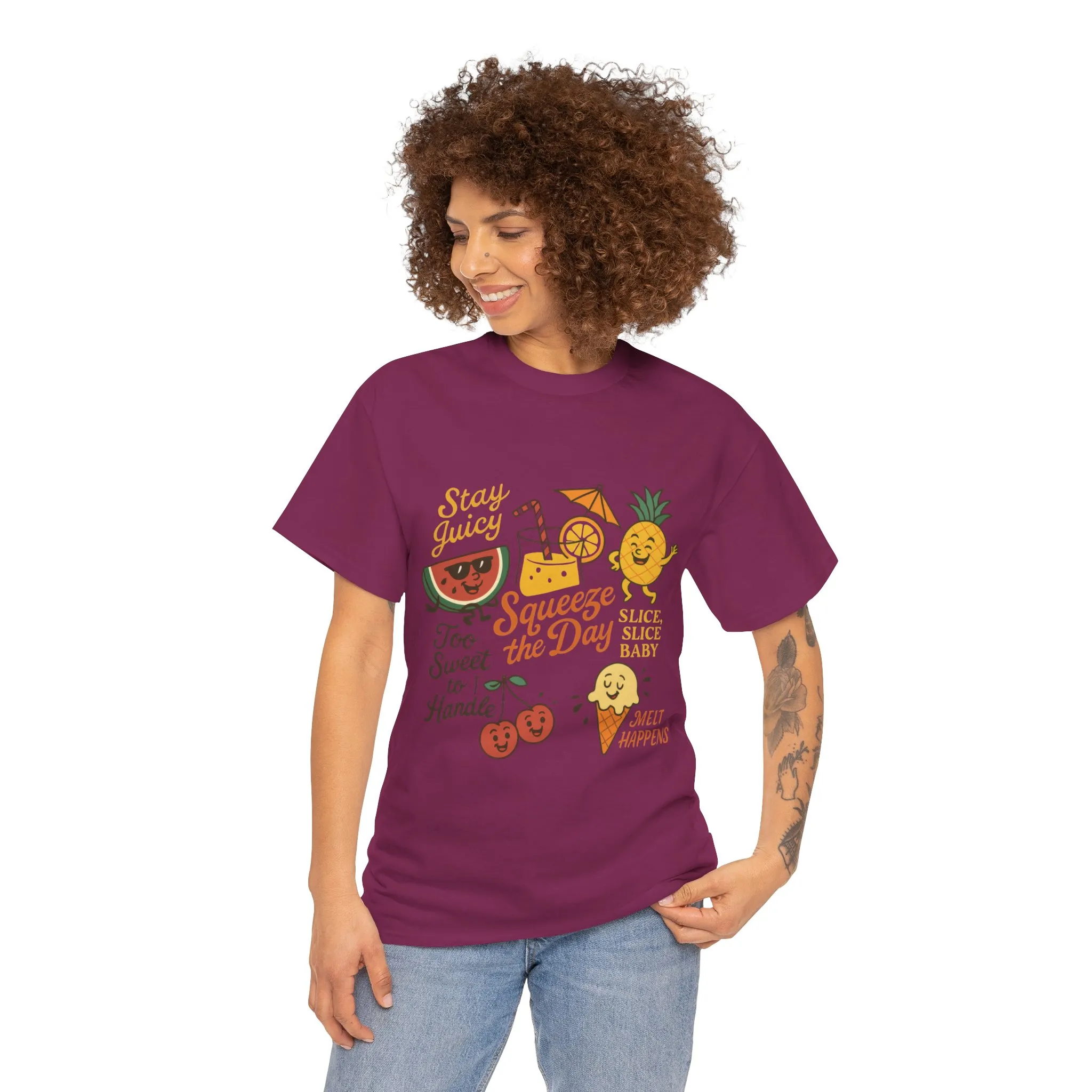 Cute Fruit Pun T-Shirt for Women, Summer Graphic Tee, Kawaii Watermelon Pineapple Ice Cream Design, Squeeze the Day Shirt, Stay Juicy Top - Image 29