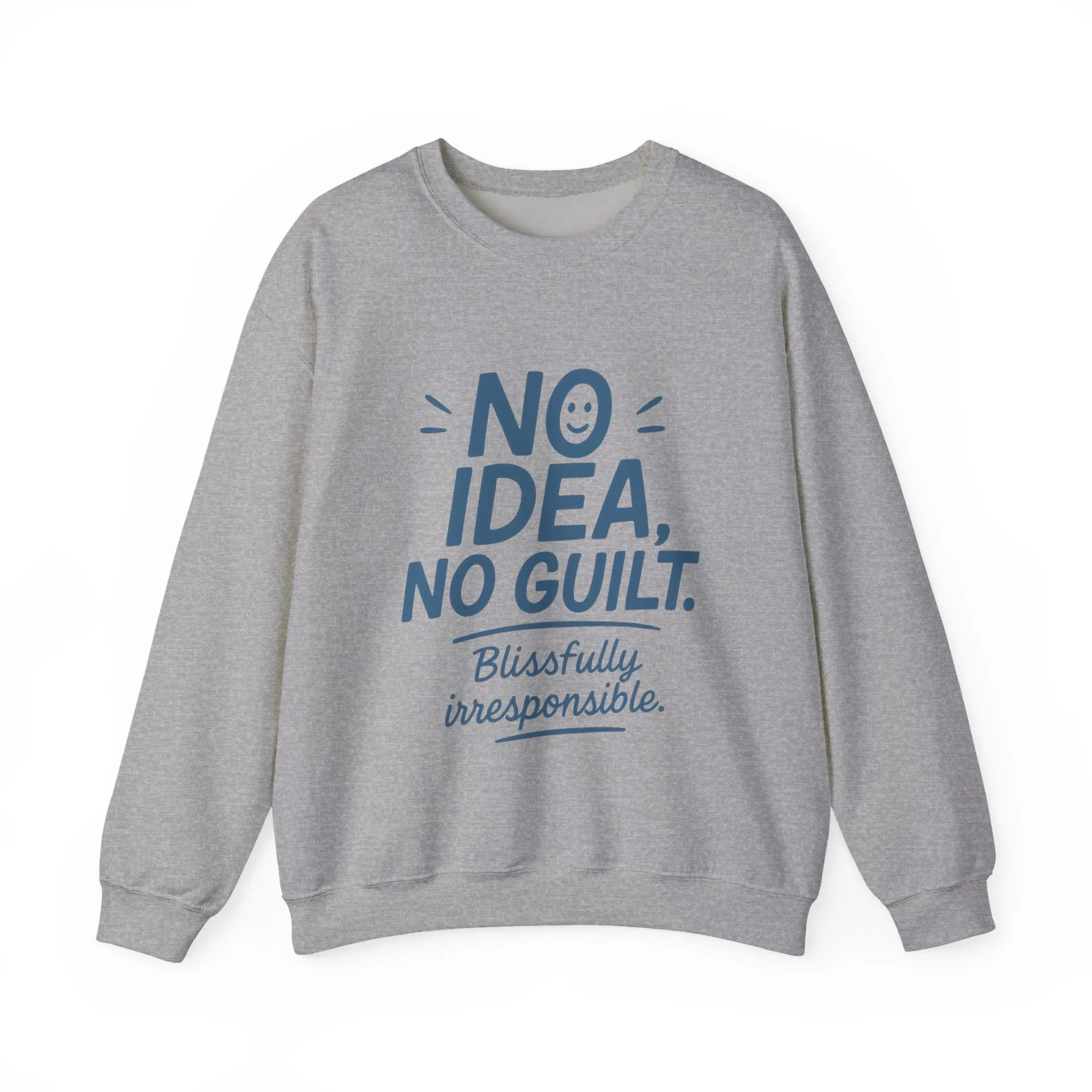 Mens Funny Sweatshirt, No Idea No Guilt Quote, Blissfully Irresponsible Cozy Pullover, Relaxed Fit Gift for Him, Cozy Mens Crewneck - Image 16