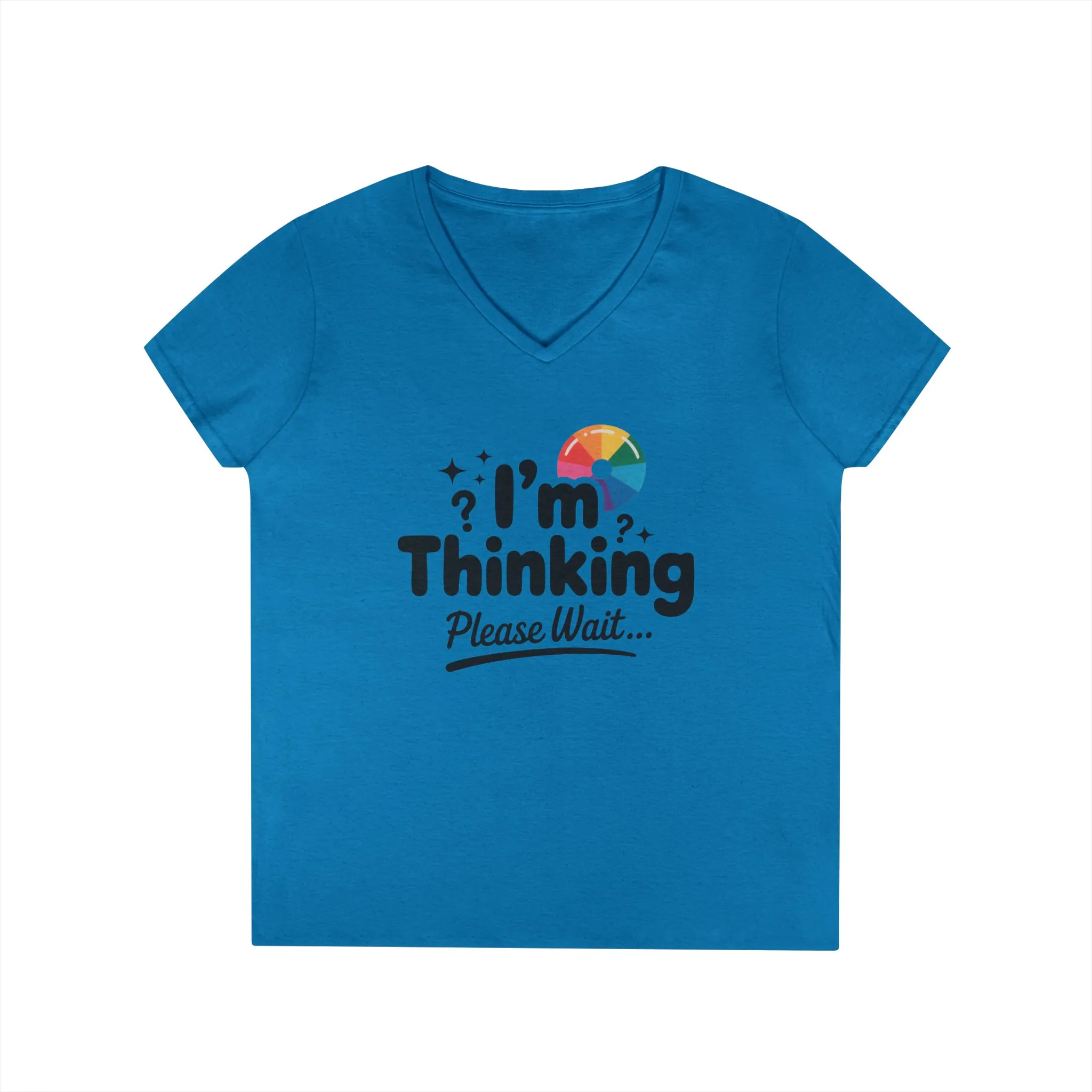Funny - Im Thinking Please Wait - V-Neck T-Shirt for Women, Cute Geeky Gift for Introverts, Programmers, Designers, Fun Humor Shirt - Image 13