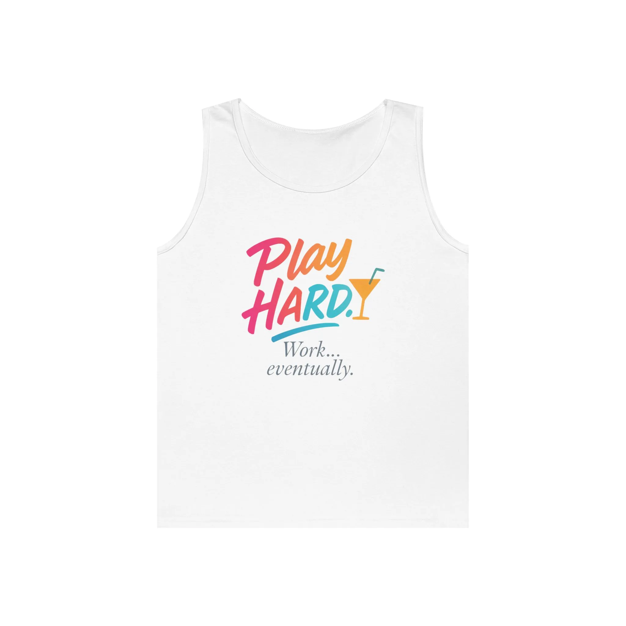 Play Hard, Work Eventually Tank Top, Womens Cotton Tank, Summer Apparel, Casual Wear, Gift for Him/Her, Beach Ready - Image 3