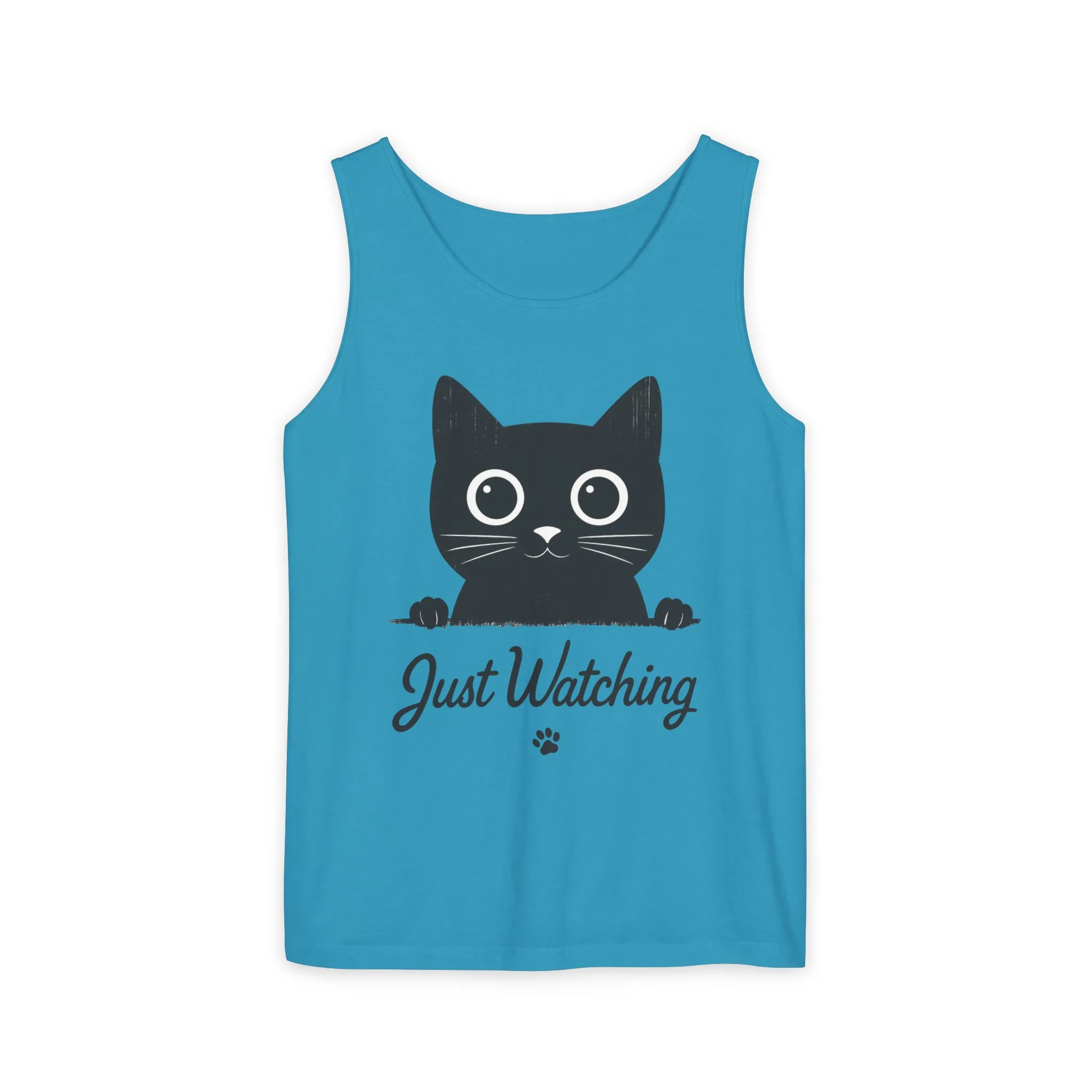 Just Watching Cat Womens Tank Top - Cute Black Kitty Sleeveless Shirt - Funny Summer Cat Lover Gift, Summer Beach Wear, Pet Themed Apparel - Image 9