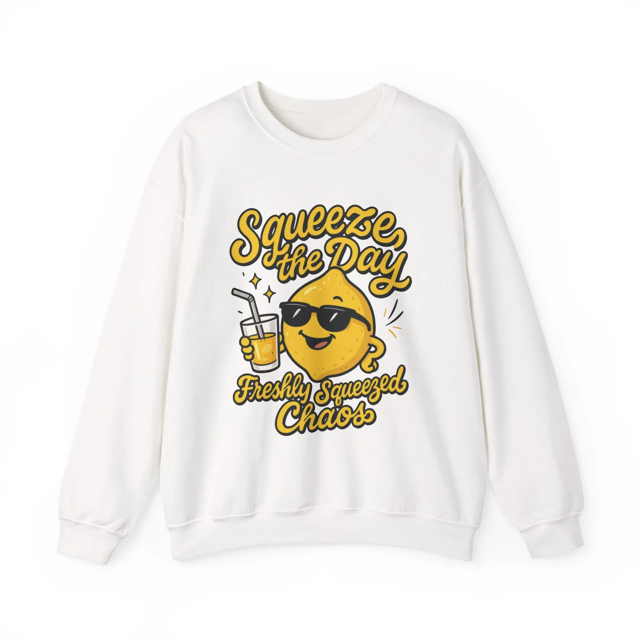 Funny Lemon Womens Sweatshirt - Squeeze The Day Freshly Squeezed Chaos Cozy Pullover - Citrus Positive Crewneck Sweatshirt, Cheerful Fashion - Image 4