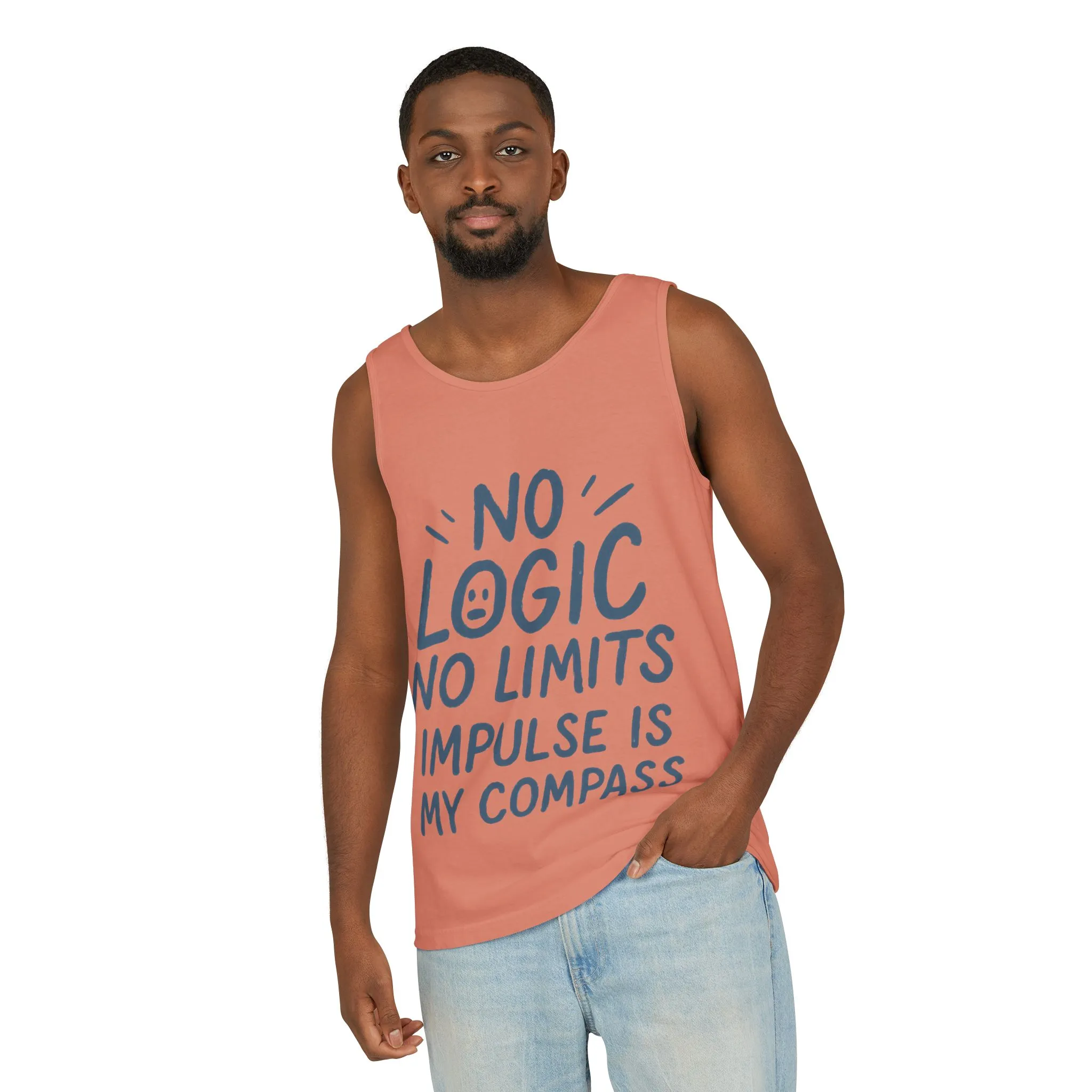 Funny Mens Tank Top, No Limits Impulse Quote, Relaxed Fit Tee, Casual Wear for Creatives, Gift for Artists Impulsive Style Shirt - Image 8