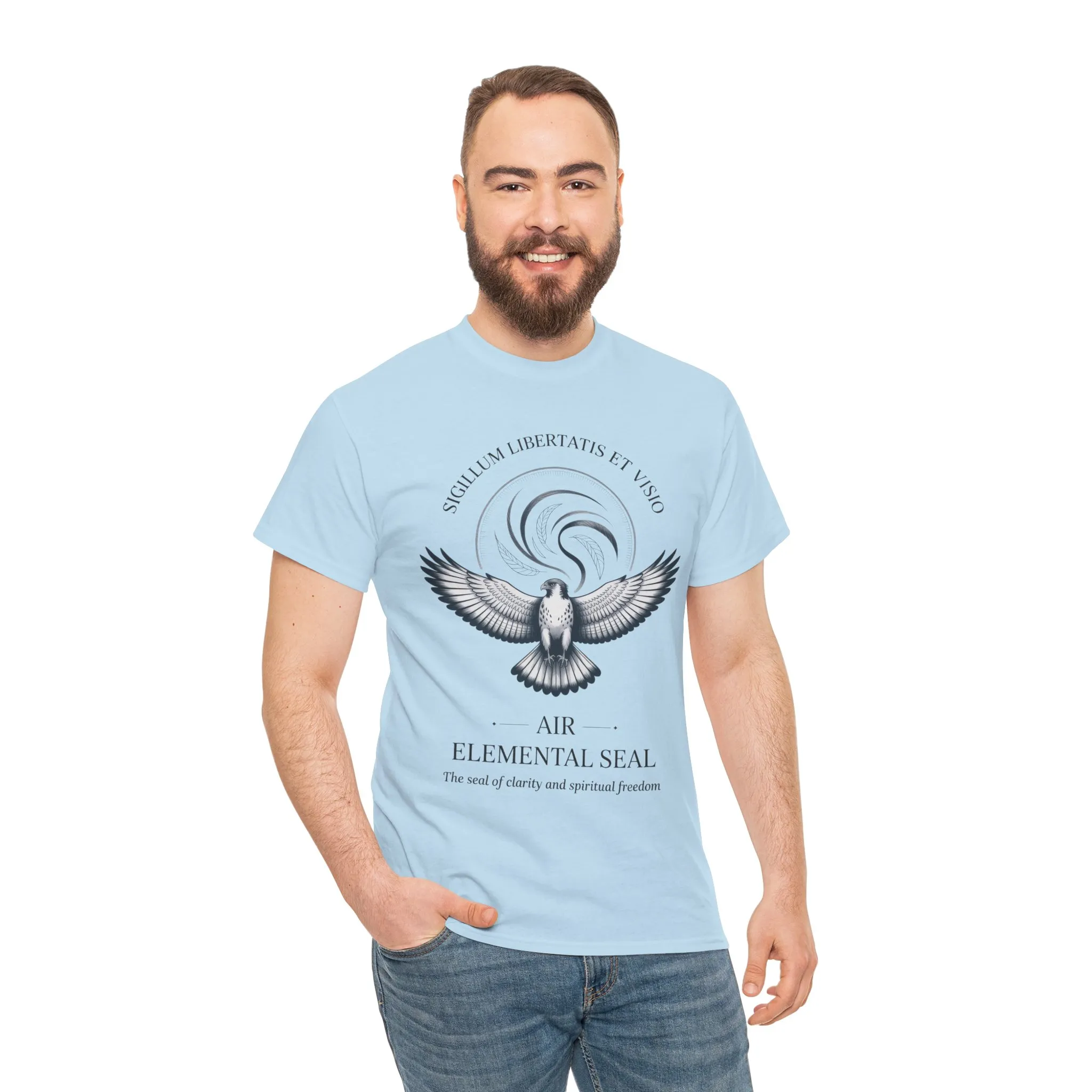Air Elemental Seal Unisex Cotton Tee, Clarity & Spiritual Freedom Symbol Tee, Unisex Elemental Shirt, Vision Totem Gift, Spiritual Gift - Image 32