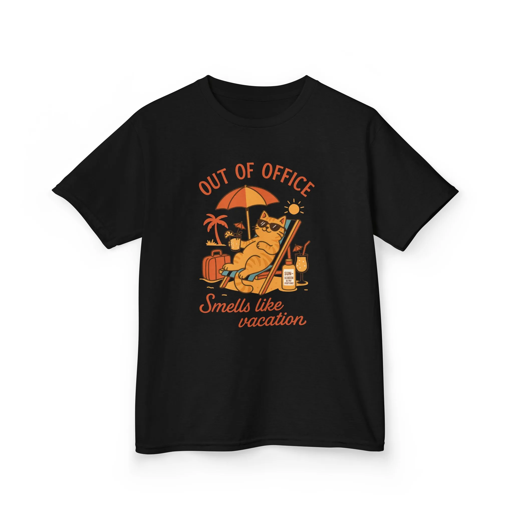 Funny Cat Vacation T-Shirt for Kids, Out of Office Beach Shirt, Summer Holiday Tee, Summer Fun, Beachwear, Travel Tee, Gift for Kids - Image 4