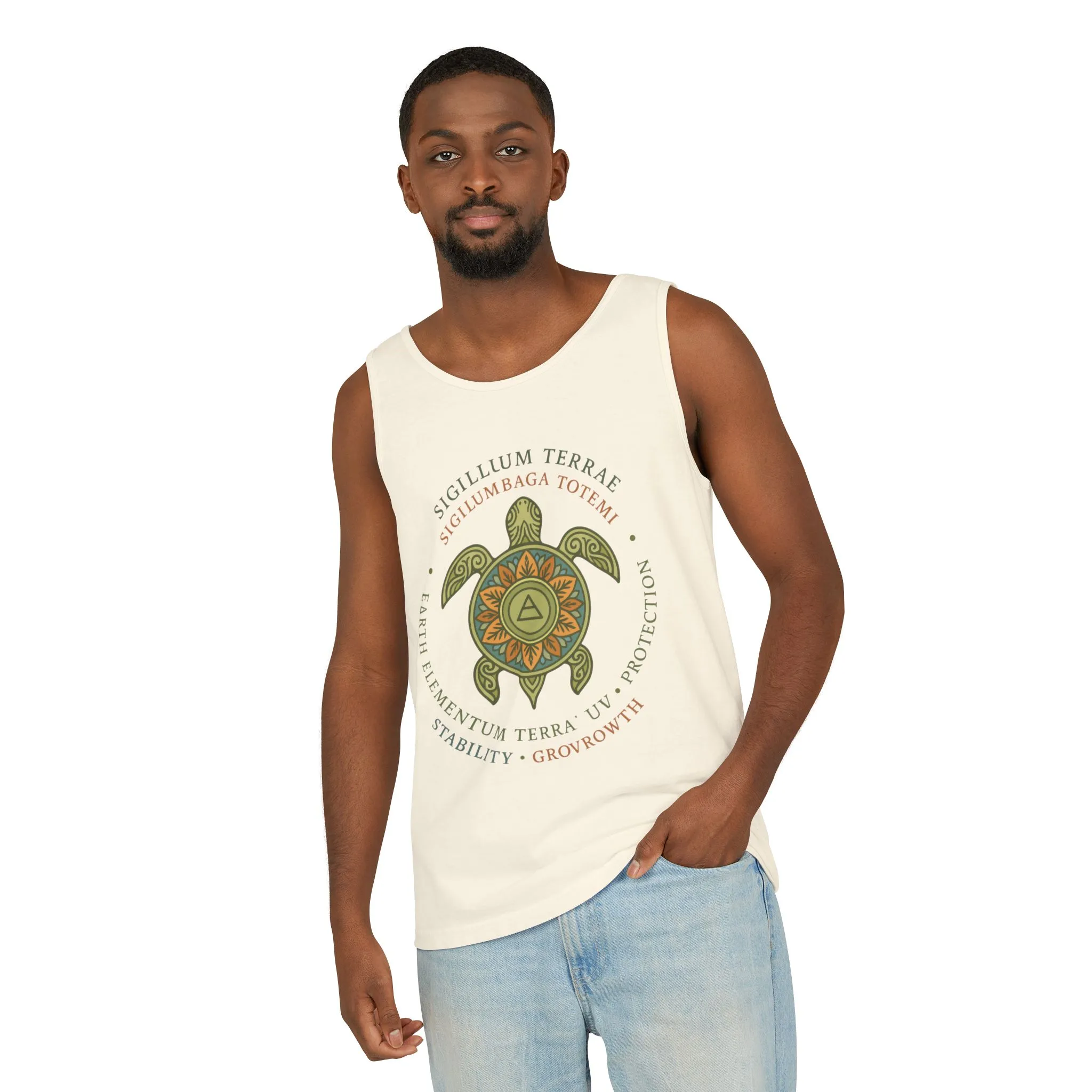 Earth Totem Turtle Womens Tank, Sigillum Terrae Symbol, Elemental Growth Tee, Nature-Inspired Tank Top with Protective Symbol, Beachwear - Image 9