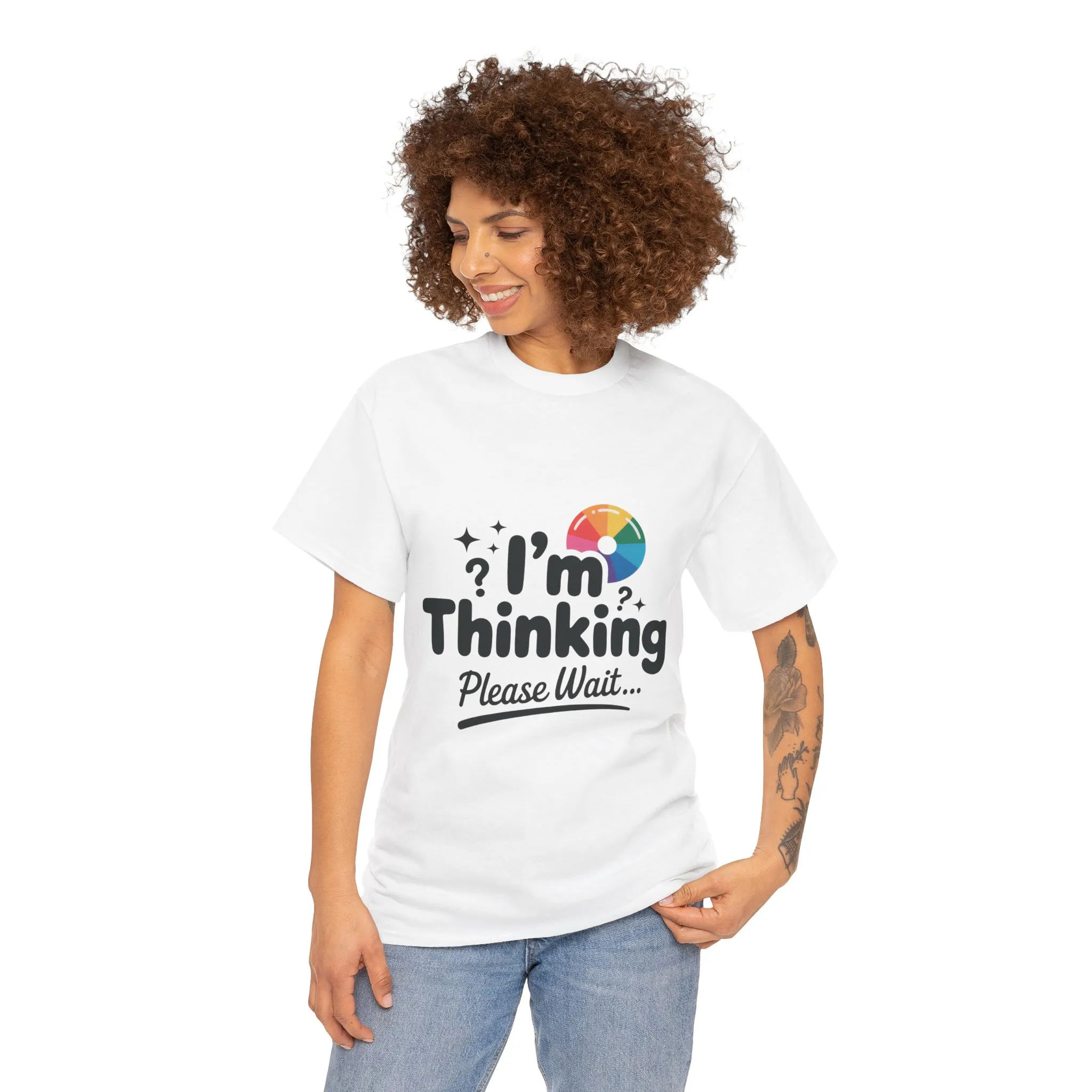 Funny - Im Thinking Please Wait - T-Shirt for Women, Cute Geeky Gift for Introverts, Programmers, Designers, Fun Humor Shirt - Image 5
