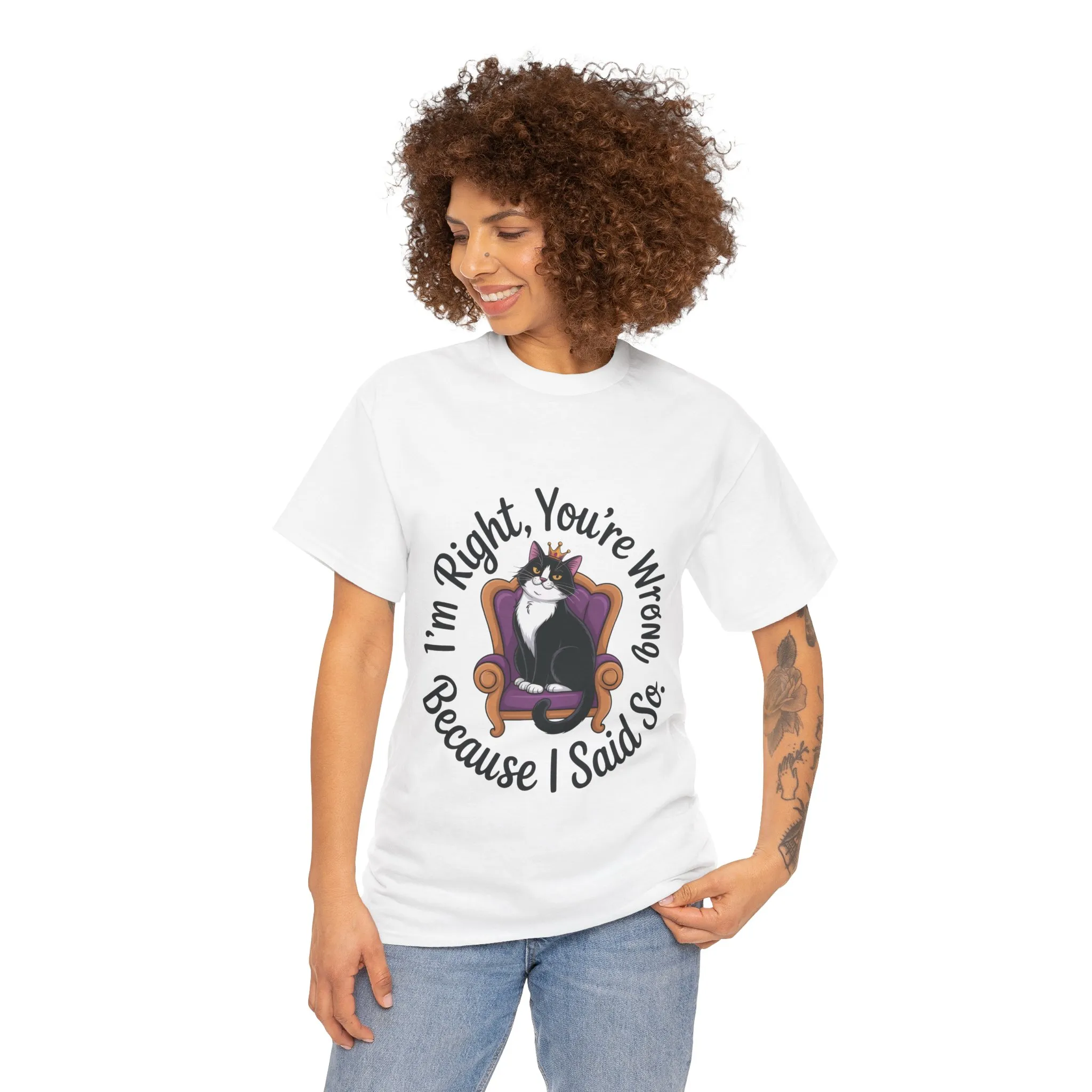 Funny Cat Queen Shirt, Sassy Cat Graphic Tee for Women, Cat Mom Humor Tee Gift, Funny Graphic T-Shirt, I'm Right, You're Wrong Tee - Image 5