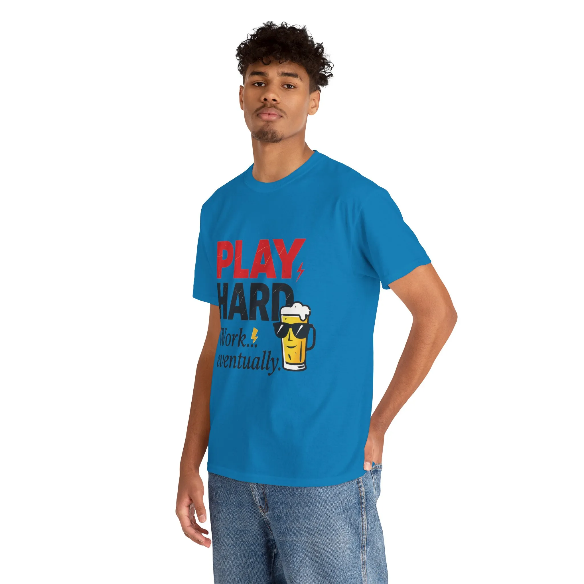 Play Hard Mens Heavy Cotton Tee, Perfect for Beer Lovers, Casual Hangouts, Parties, Gifts, and Relaxed Days - Image 24