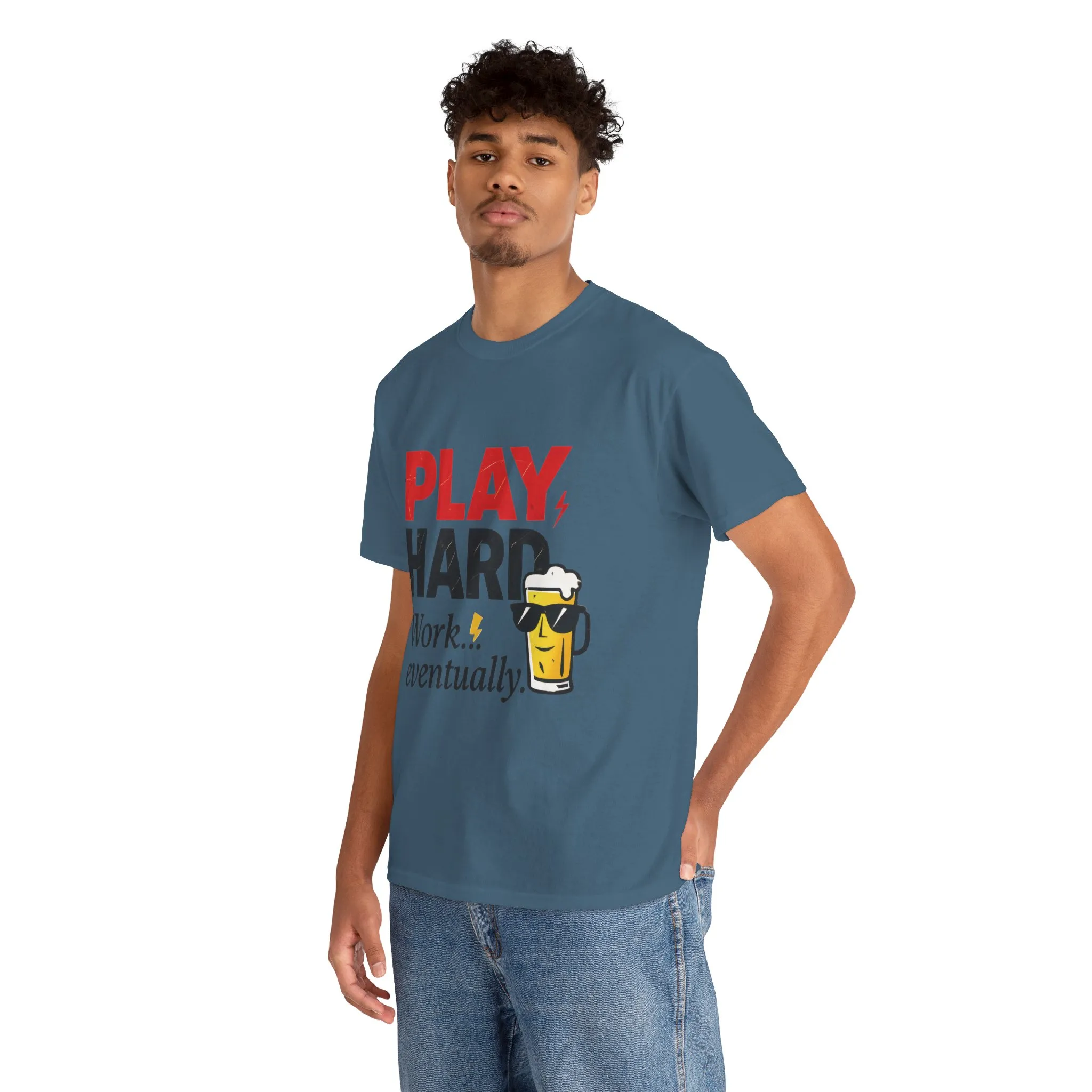 Play Hard Mens Heavy Cotton Tee, Perfect for Beer Lovers, Casual Hangouts, Parties, Gifts, and Relaxed Days - Image 21
