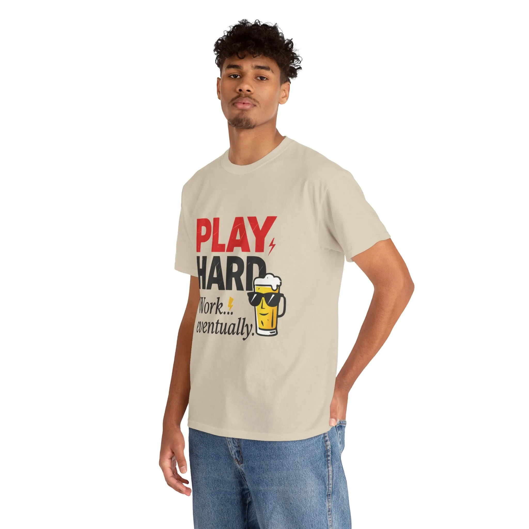 Play Hard Mens Heavy Cotton Tee, Perfect for Beer Lovers, Casual Hangouts, Parties, Gifts, and Relaxed Days - Image 6
