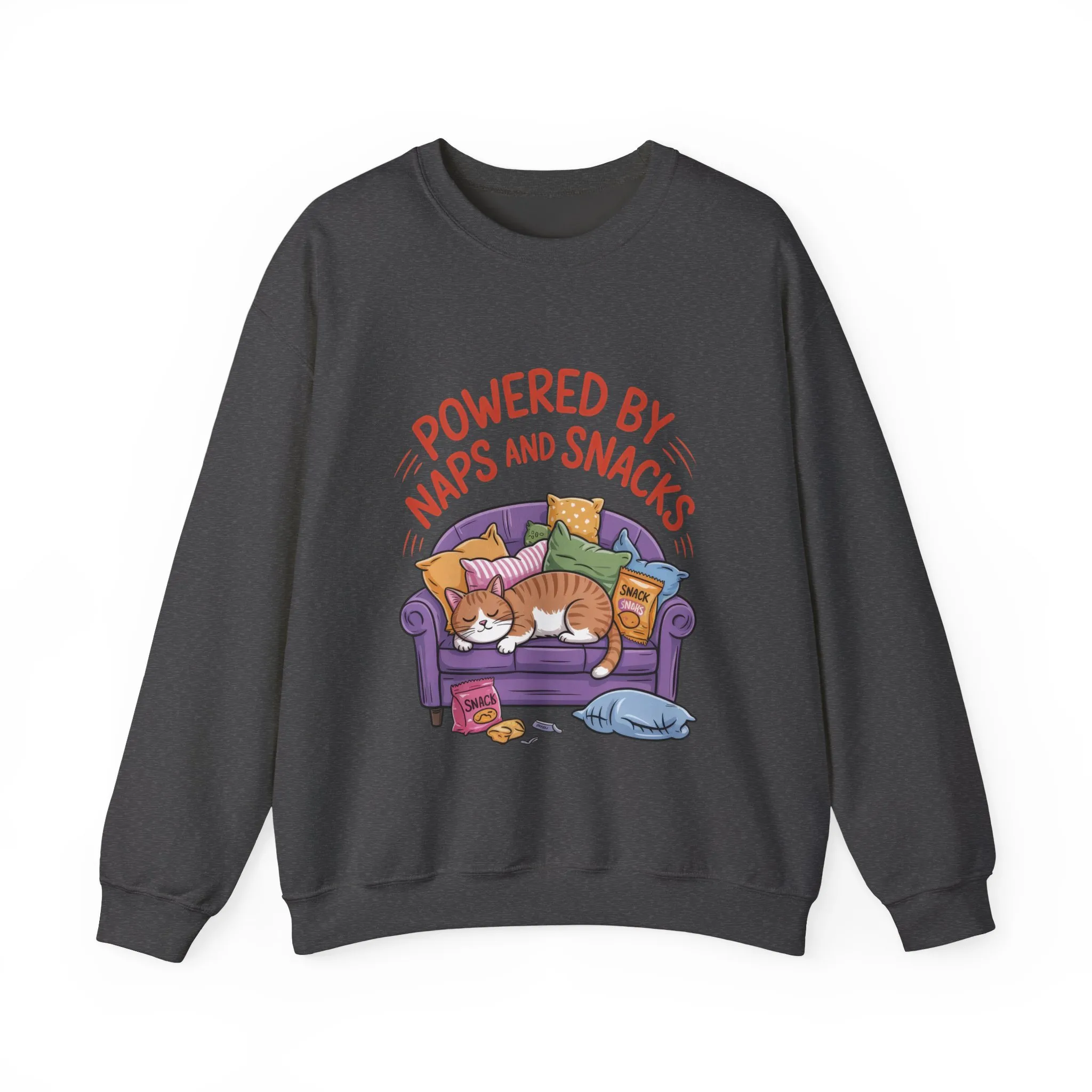 Powered by Naps and Snacks Sweatshirt, Cozy Lounge Crewneck, Gifts for Cat Lovers, Funny Cat Sweatshirt, Casual Everyday Wear - Image 31