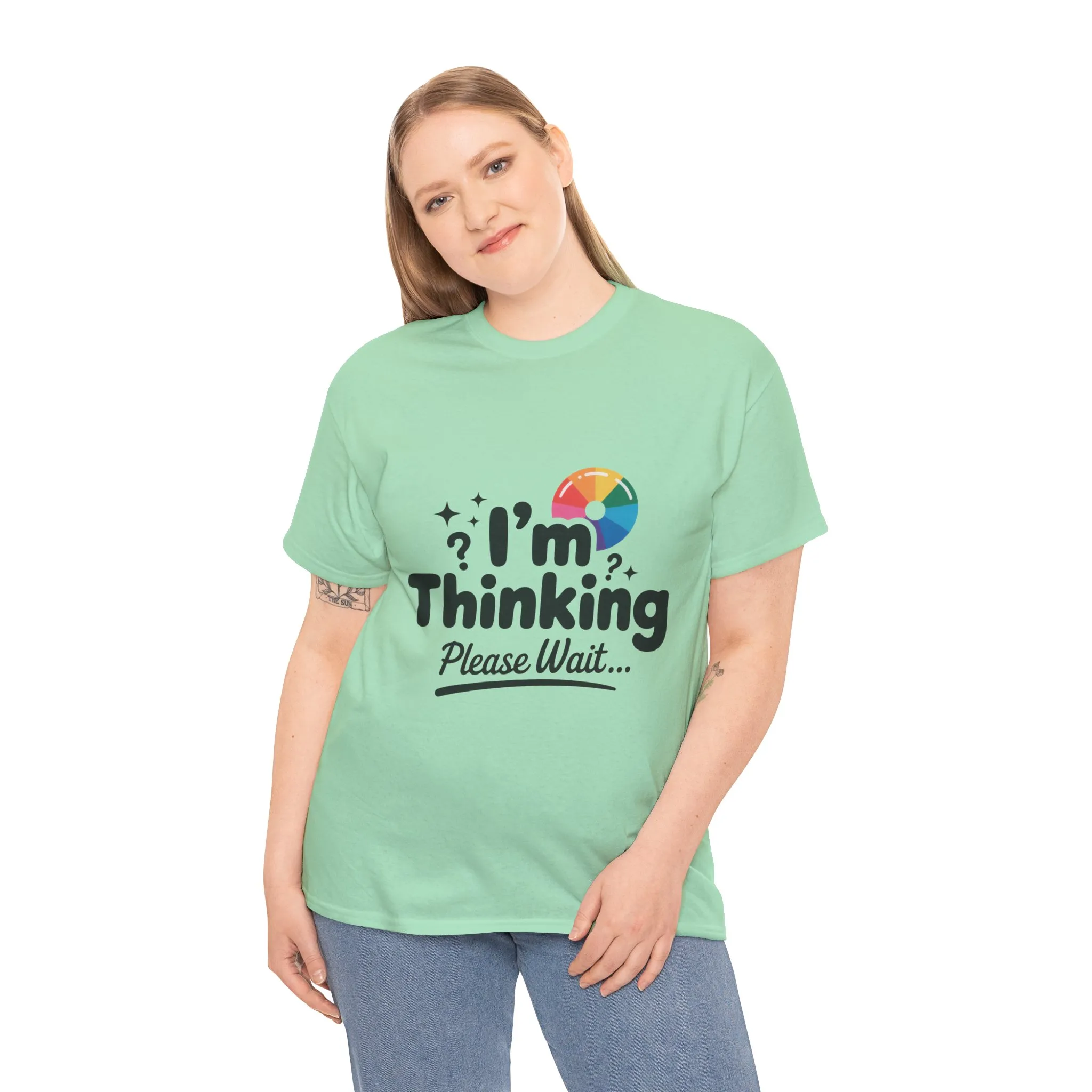 Funny - Im Thinking Please Wait - T-Shirt for Women, Cute Geeky Gift for Introverts, Programmers, Designers, Fun Humor Shirt - Image 3