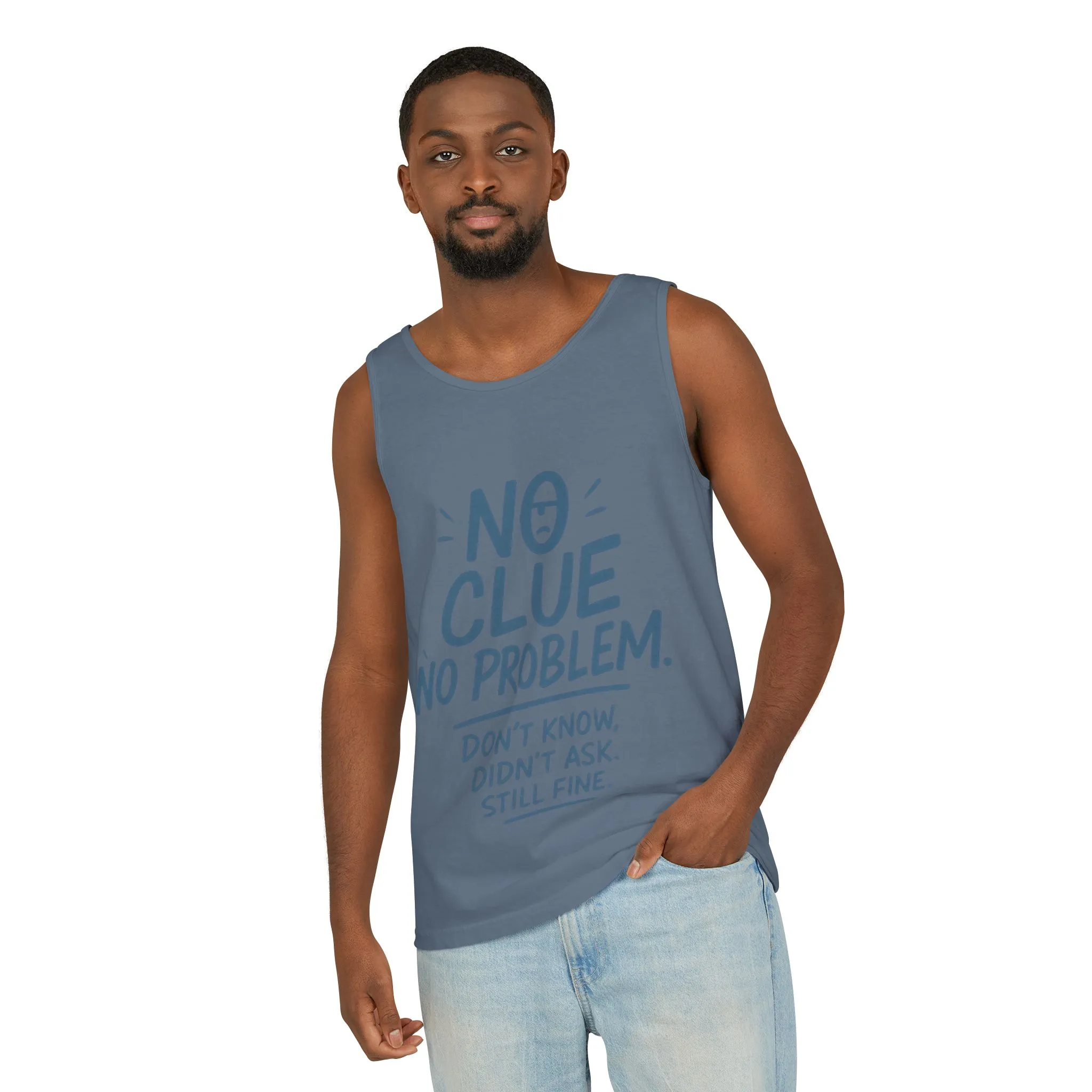 Funny No Clue Mens Tank Top, No Problem Quote, Dont Know Didnt Ask Slogan Tee, Workout Sleeveless Gym Shirt, Relaxed Fit Gift for Him - Image 38