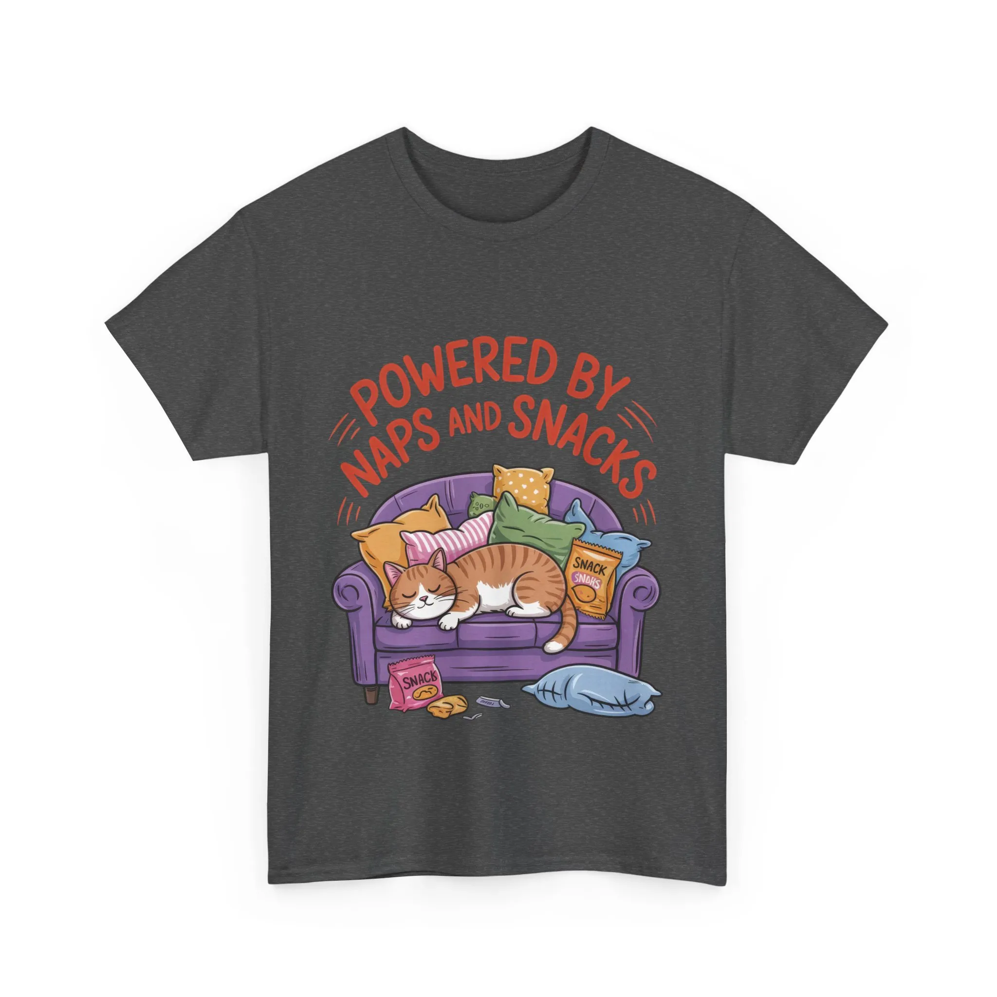 Powered by Naps and Snacks Cat T-Shirt, Funny Lazy Cat Lover Womens Tee, Cute Humor Shirt, Cozy Gift for Her, Cozy Cat Lover T-Shirt - Image 13