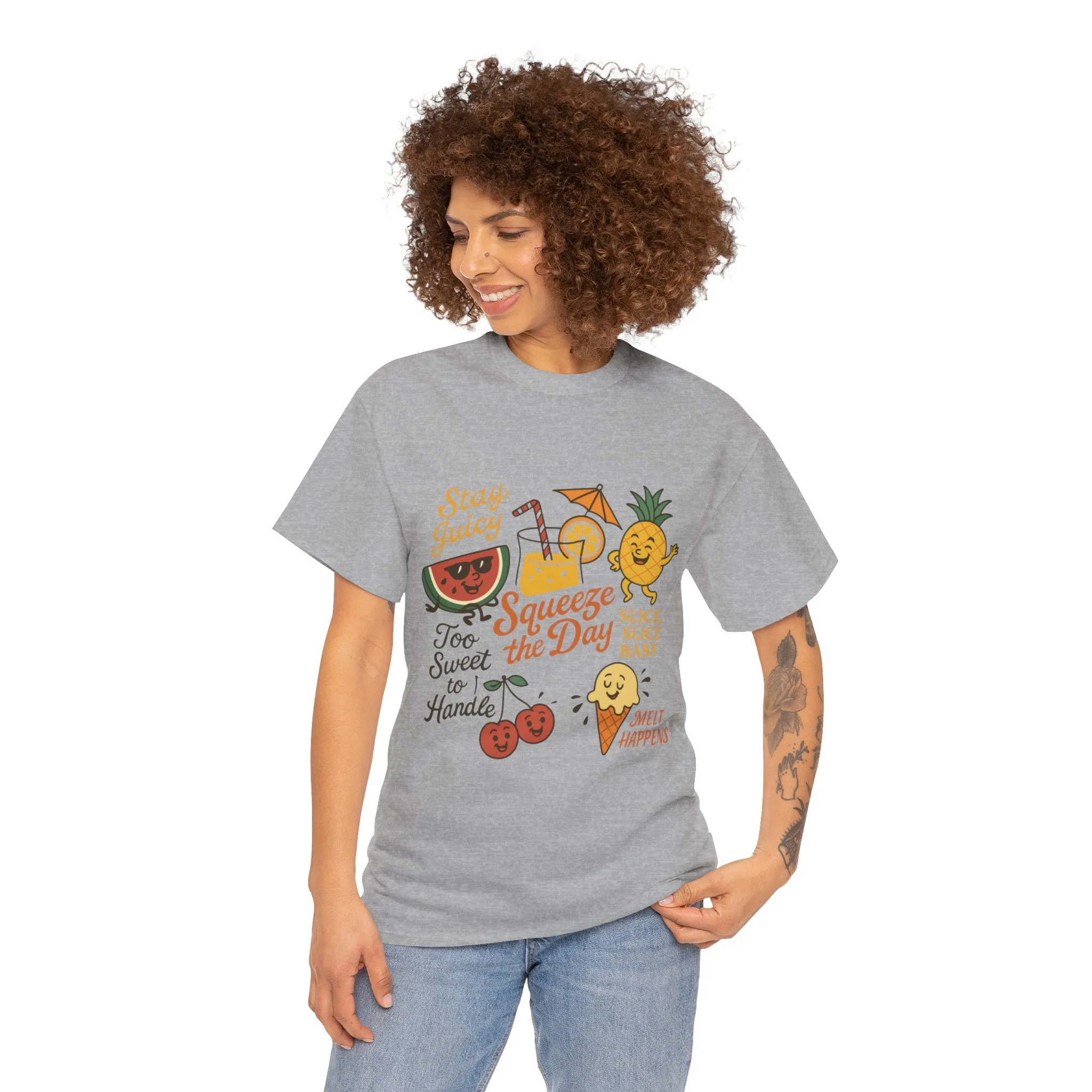 Cute Fruit Pun T-Shirt for Women, Summer Graphic Tee, Kawaii Watermelon Pineapple Ice Cream Design, Squeeze the Day Shirt, Stay Juicy Top - Image 11