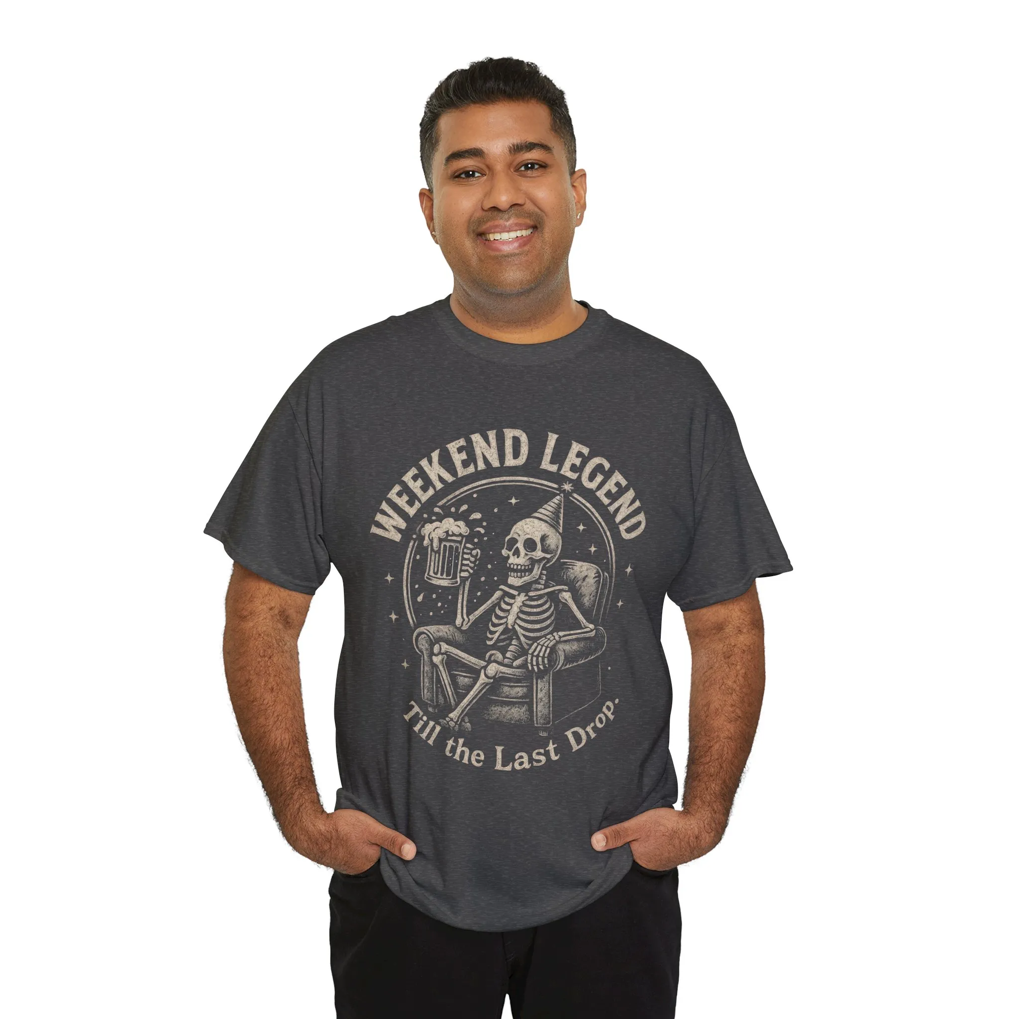 Weekend Legend Mens T-Shirt, Funny Skeleton Beer Tee, Till the Last Drop Party Shirt, Vintage Style Graphic Tee for Him, Halloween Apparel - Image 12