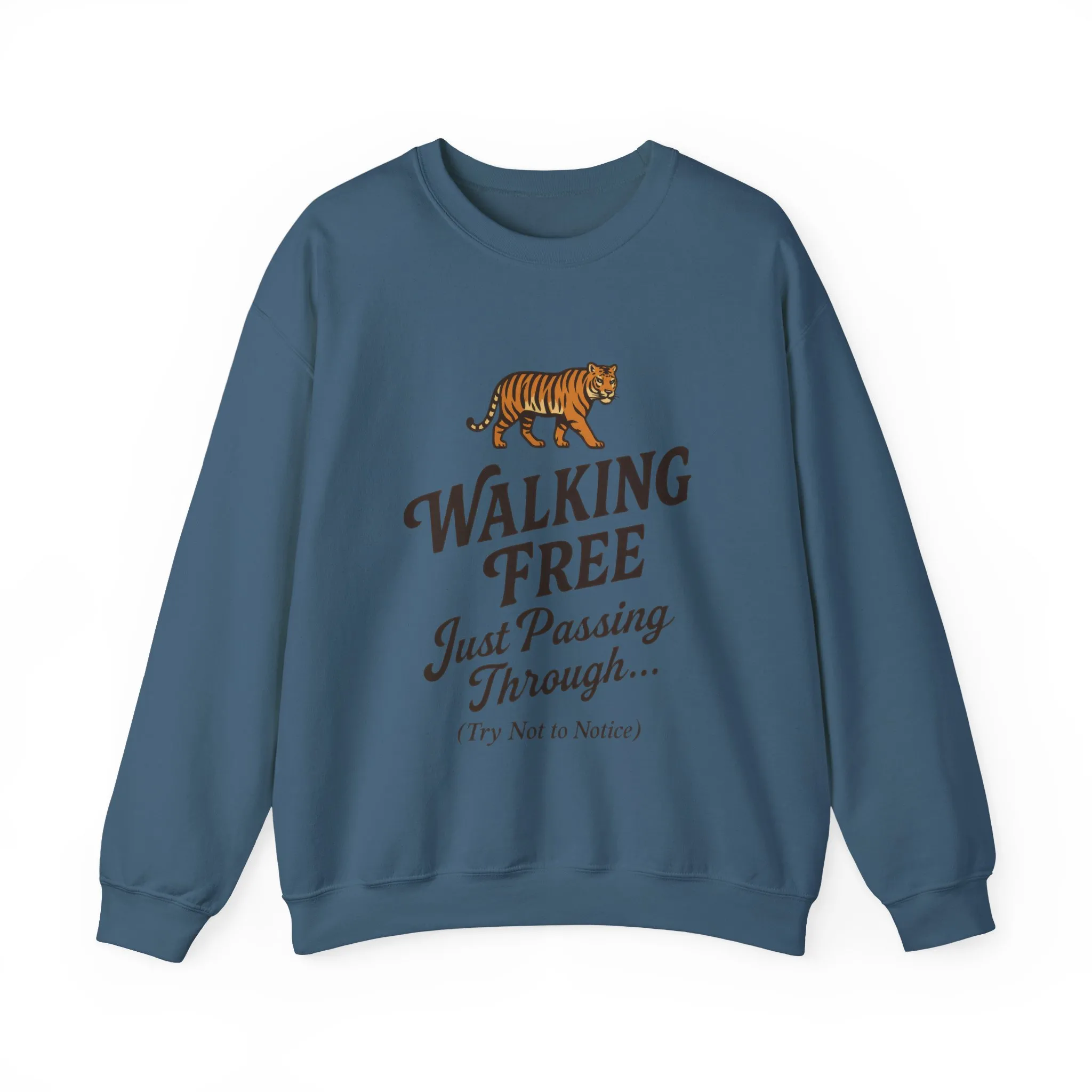 Funny Tiger Mens Crewneck Sweatshirt - Walking Free Cozy Wild Animal Pullover - Motivational Sweatshirt, Inspirational Apparel - Image 22