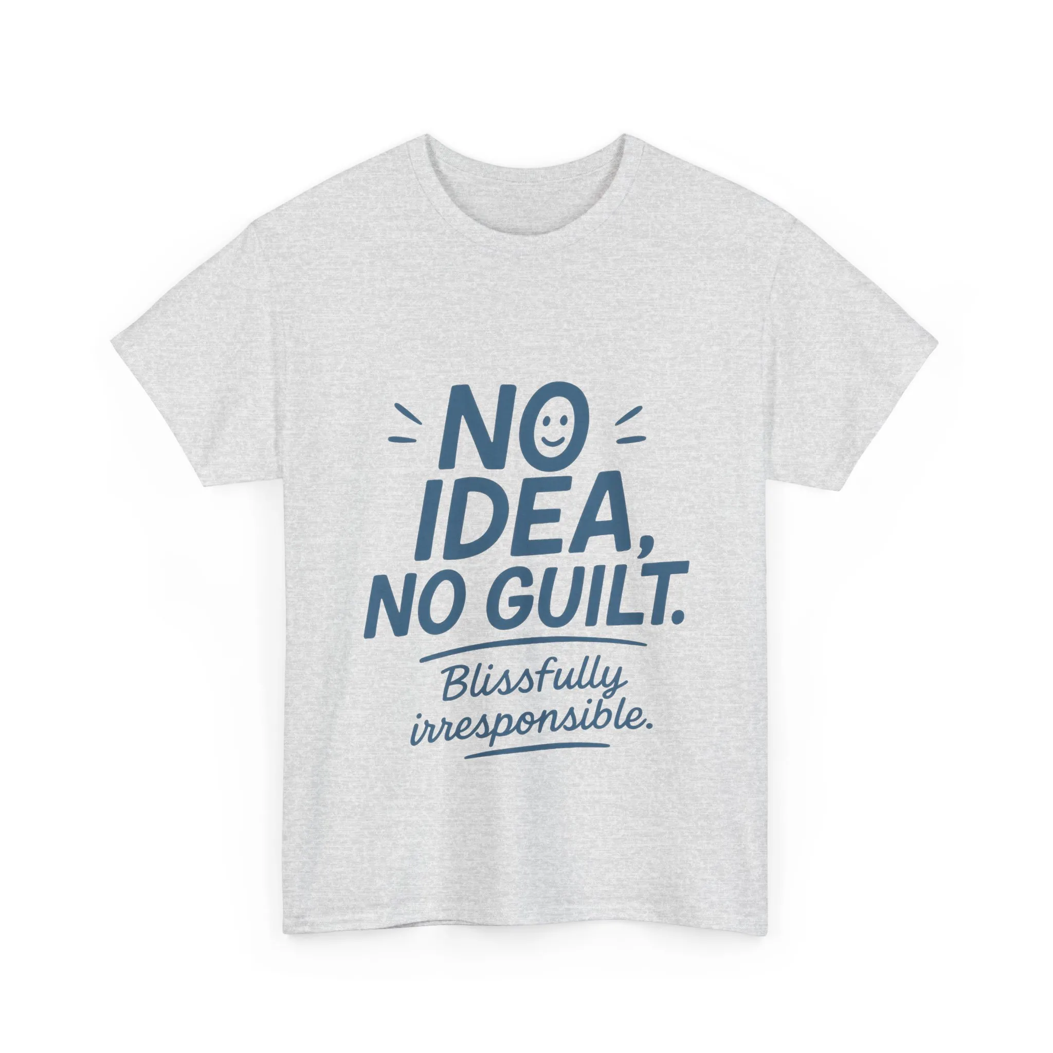 Funny No Idea Mens T-Shirt, No Guilt Blissfully Irresponsible Quote, Casual Relaxed Fit Tee, Humor Gift for Him, Humorous T-Shirt - Image 5