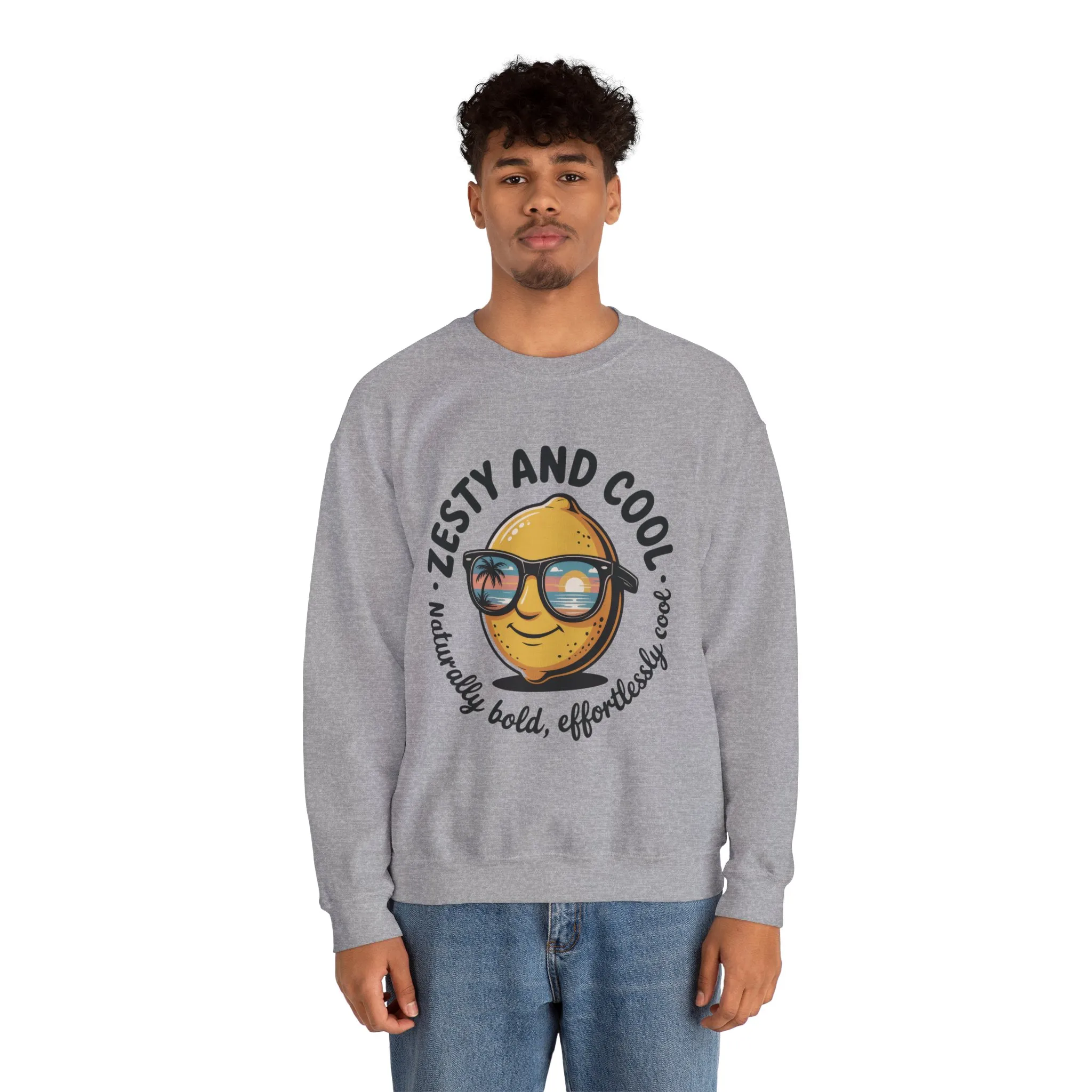 Zesty Lemon Mens Crewneck Sweatshirt - Fun Gift for Friends, Cool Casual Style, Summer Vibes, Mens Graphic Apparel, Perfect for Relaxing - Image 14