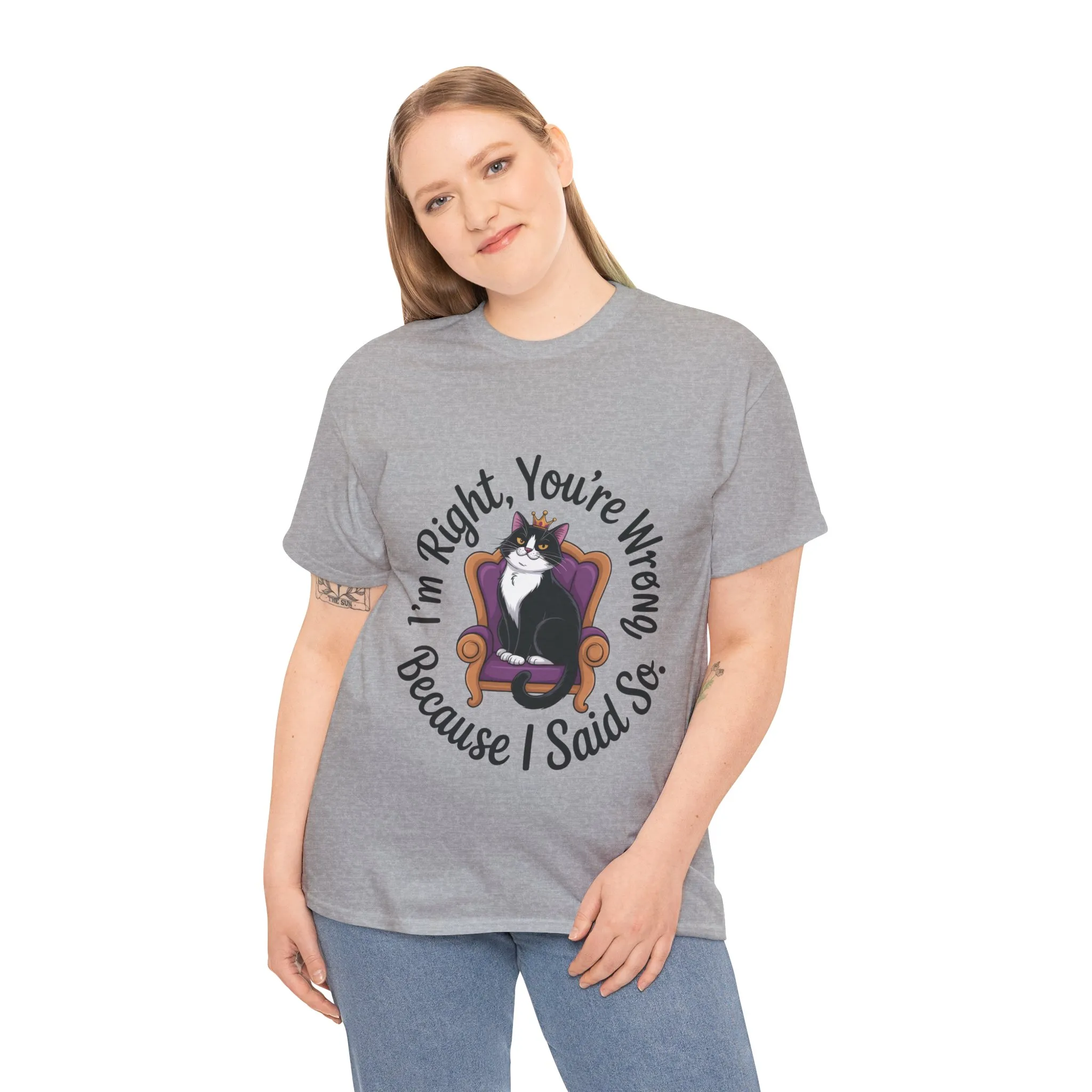 Funny Cat Queen Shirt, Sassy Cat Graphic Tee for Women, Cat Mom Humor Tee Gift, Funny Graphic T-Shirt, I'm Right, You're Wrong Tee - Image 9