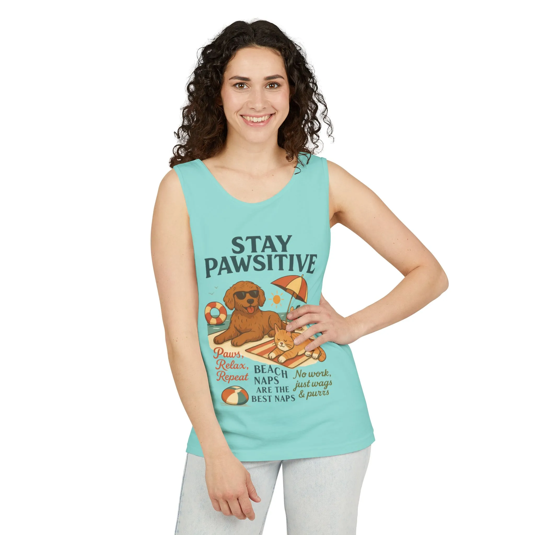 Stay Pawsitive Womens Tank, Cute Dog & Cat Beach Tee, Summer Pet Lover Tee, Animal Graphic Heavy Cotton Tee, Fun Pet Lovers Gift, Summer Top - Image 22