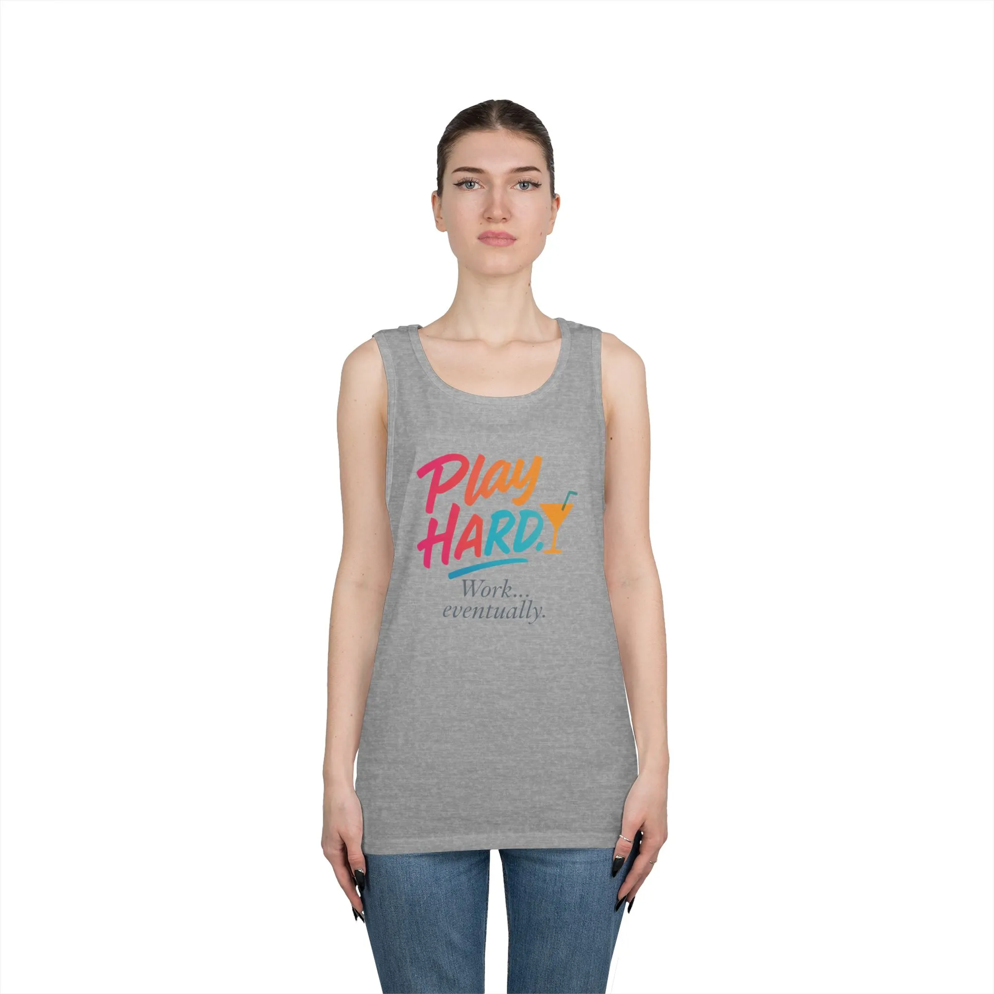Play Hard, Work Eventually Tank Top, Womens Cotton Tank, Summer Apparel, Casual Wear, Gift for Him/Her, Beach Ready - Image 8