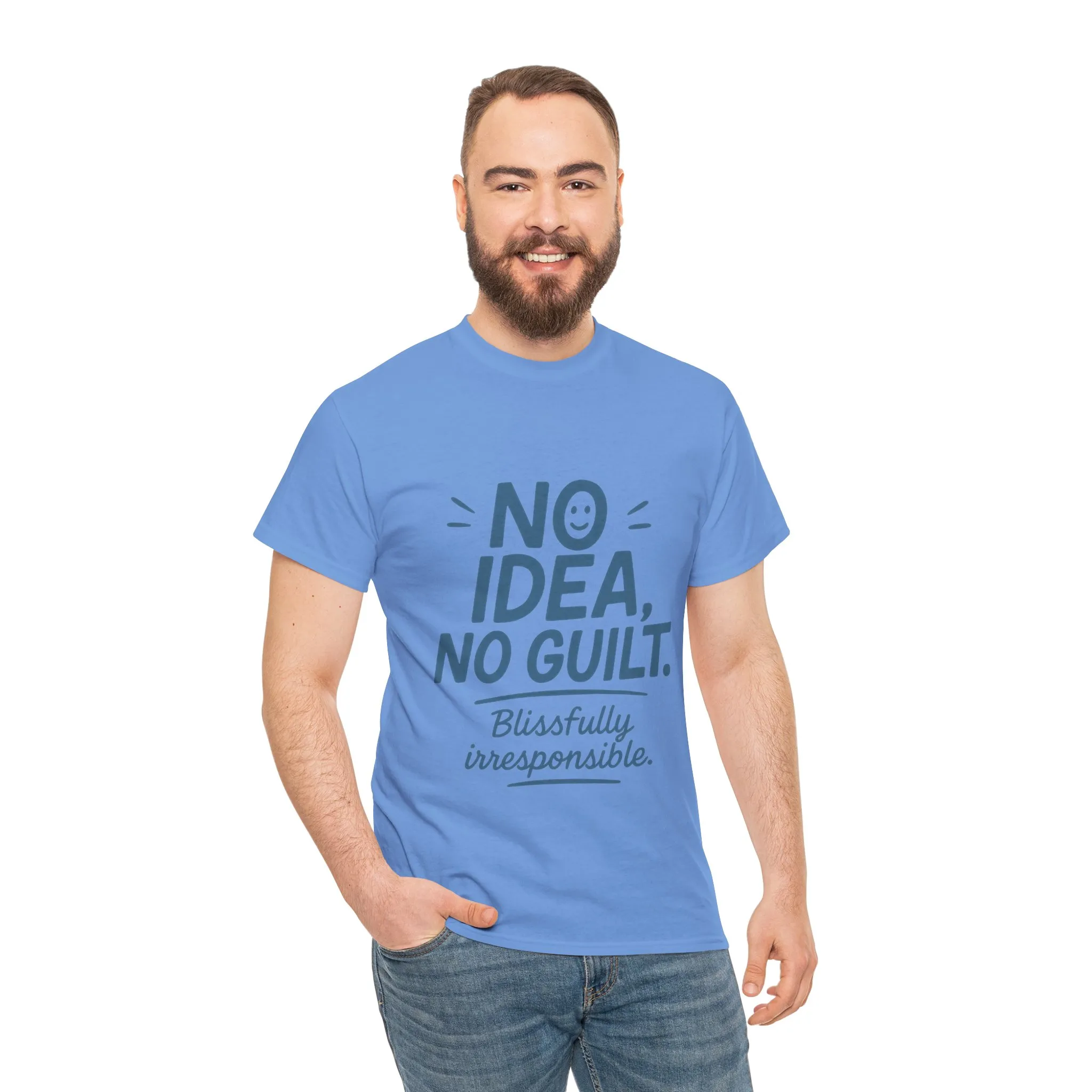 Funny No Idea Mens T-Shirt, No Guilt Blissfully Irresponsible Quote, Casual Relaxed Fit Tee, Humor Gift for Him, Humorous T-Shirt - Image 20