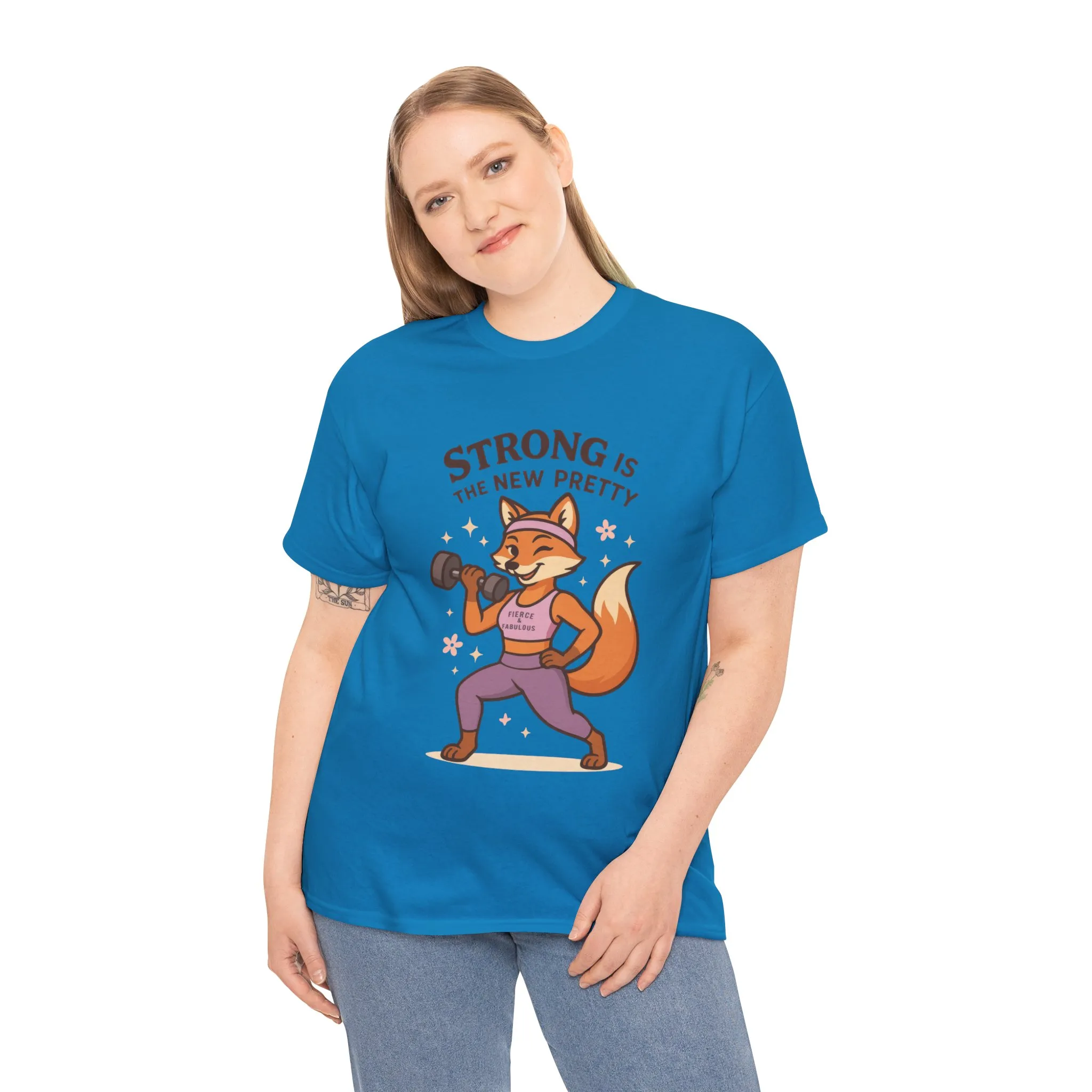 Strong is the New Pretty Womens Tee, Inspirational T-Shirt, Fitness Apparel, Gift for Her, Motivational Top, Cute Fox Design, Womens Gym T-Shirt - Image 21