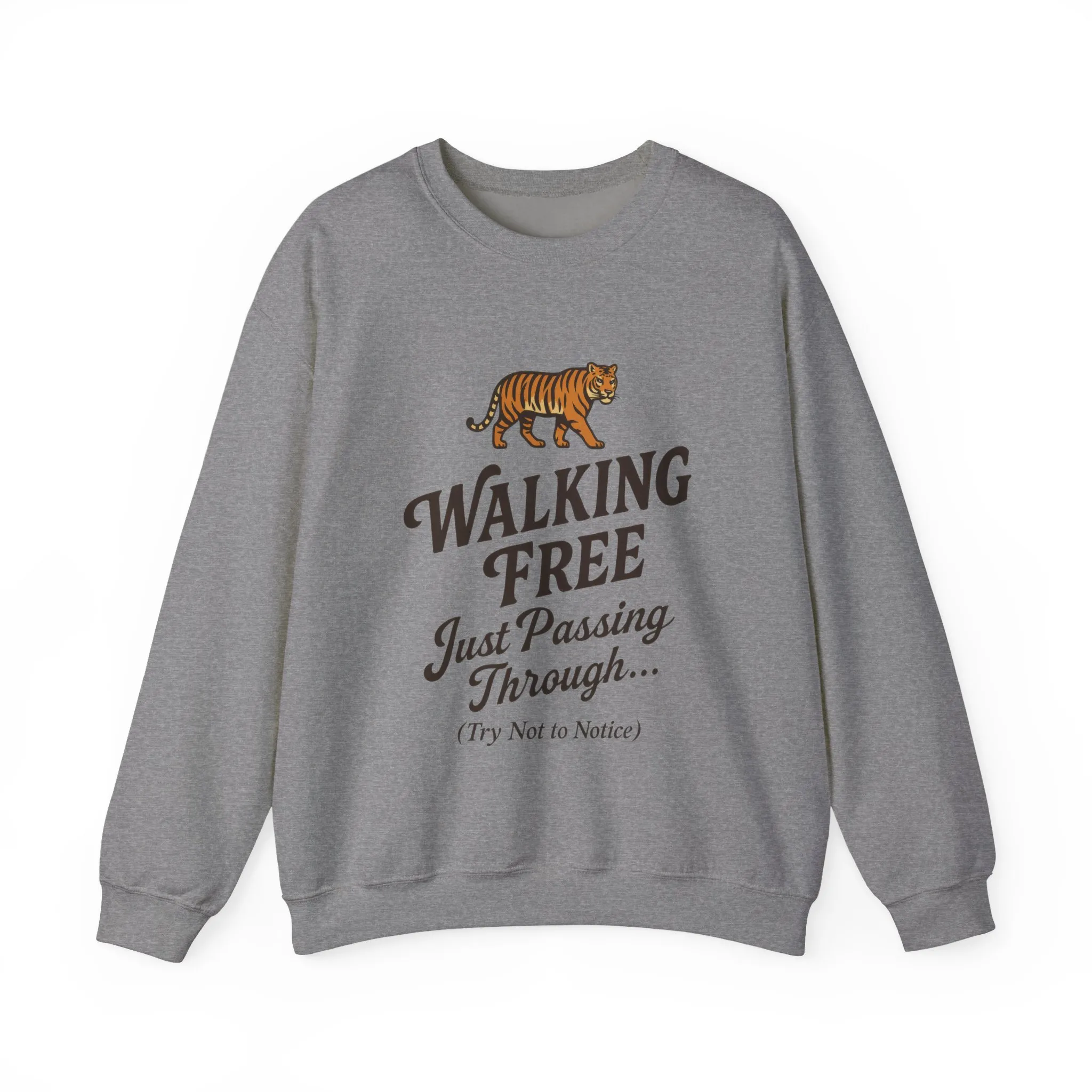 Funny Tiger Mens Crewneck Sweatshirt - Walking Free Cozy Wild Animal Pullover - Motivational Sweatshirt, Inspirational Apparel - Image 13