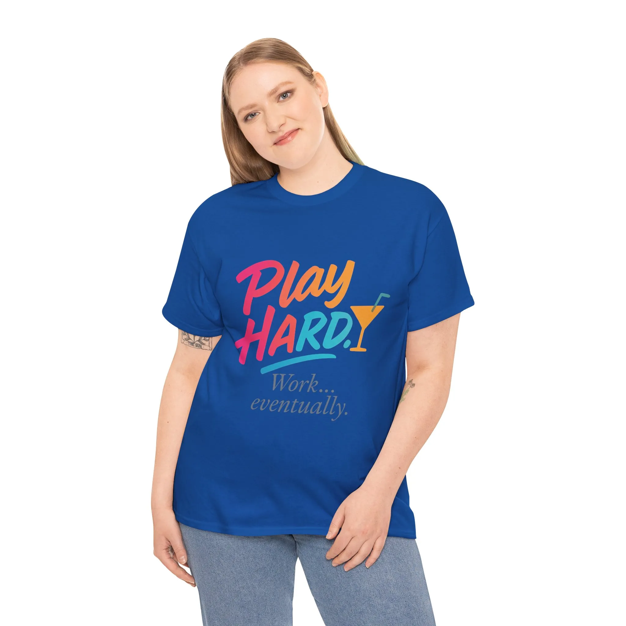 Play Hard Work Eventually T-Shirt, Funny Cocktail Graphic Tee, Pink Womens Party Shirt, Relaxed Vacation Top - Image 21