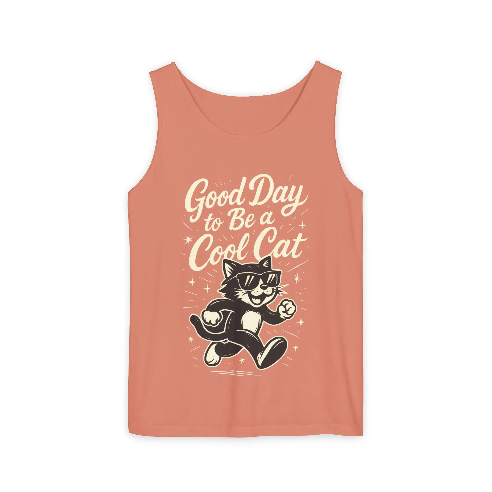 Cool Cat Womens Tank Top - Good Day to Be a Cool Cat Retro Kitty Sleeveless Shirt - Funny Summer Top, Gift for Cat Lovers - Image 2