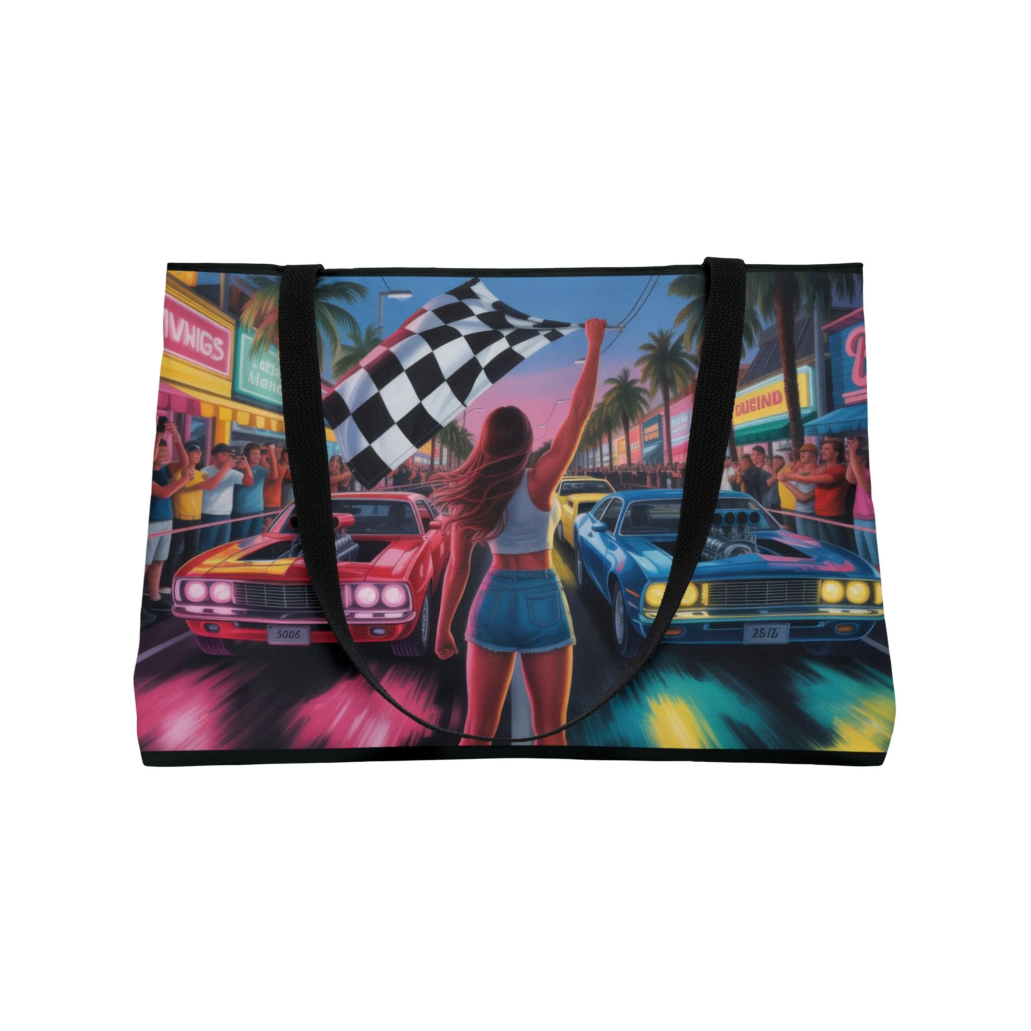 Vintage Race Night Weekender Tote Bag, Travel Bag, Beach Bag, Shopping Tote, Gift for Car Lovers - Image 3