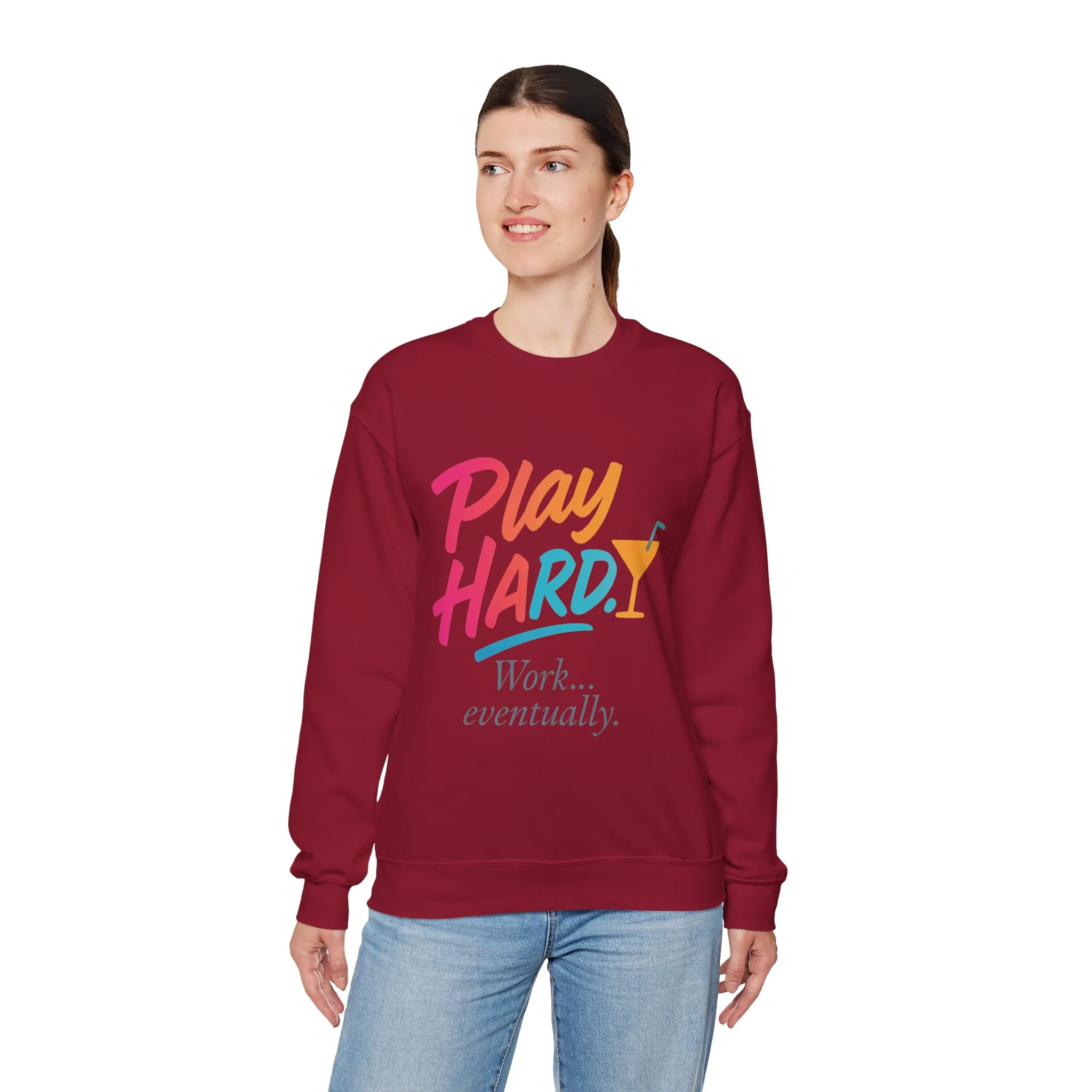 Play Hard Work Eventually Sweatshirt, Funny Cocktail Graphic Tee, Womens Party Sweatshirt, Relaxed Vacation Top, Cozy Style - Image 36