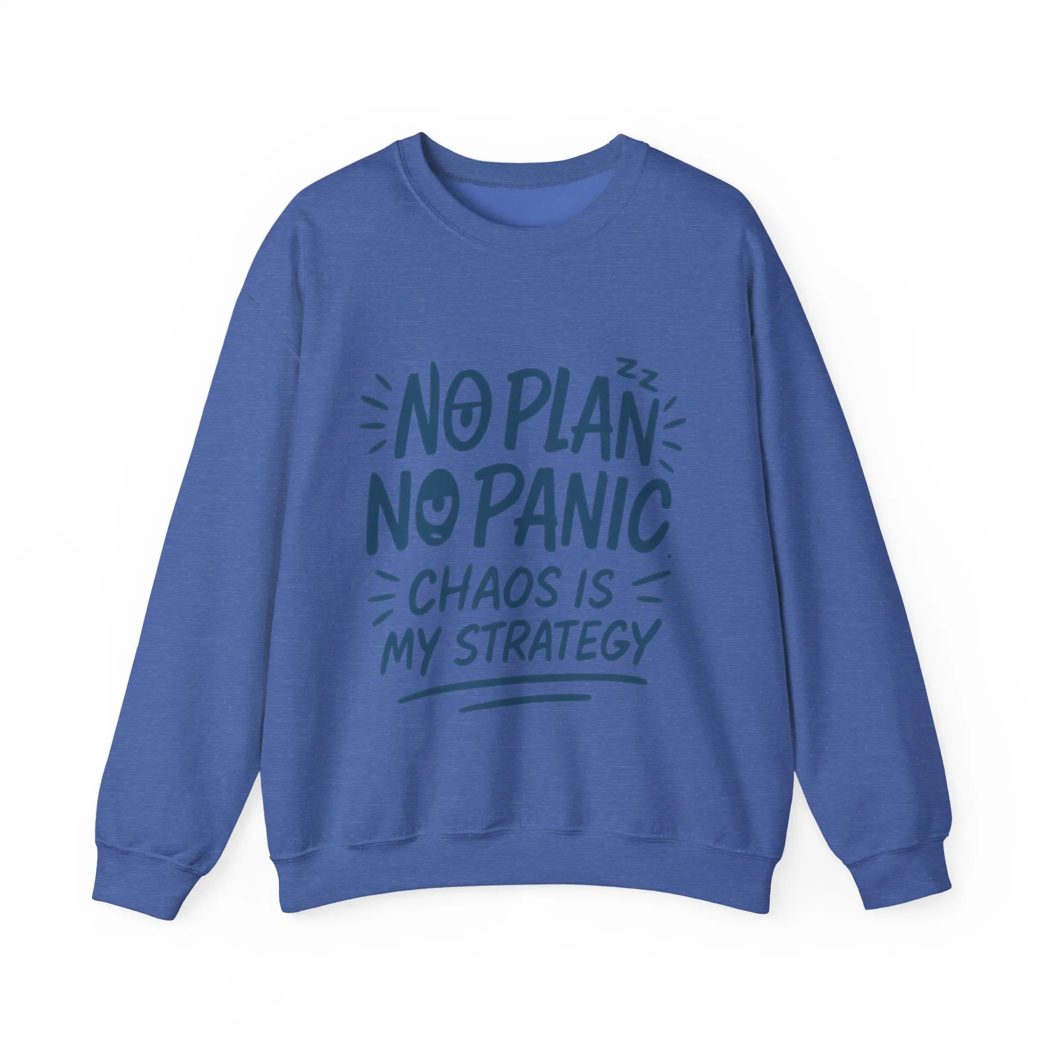 Funny Chaos Strategy Mens Sweatshirt, No Plan No Panic Quote, Cozy Relaxed Fit Pullover, Humorous Gift for Him, Unisex Style - Image 22