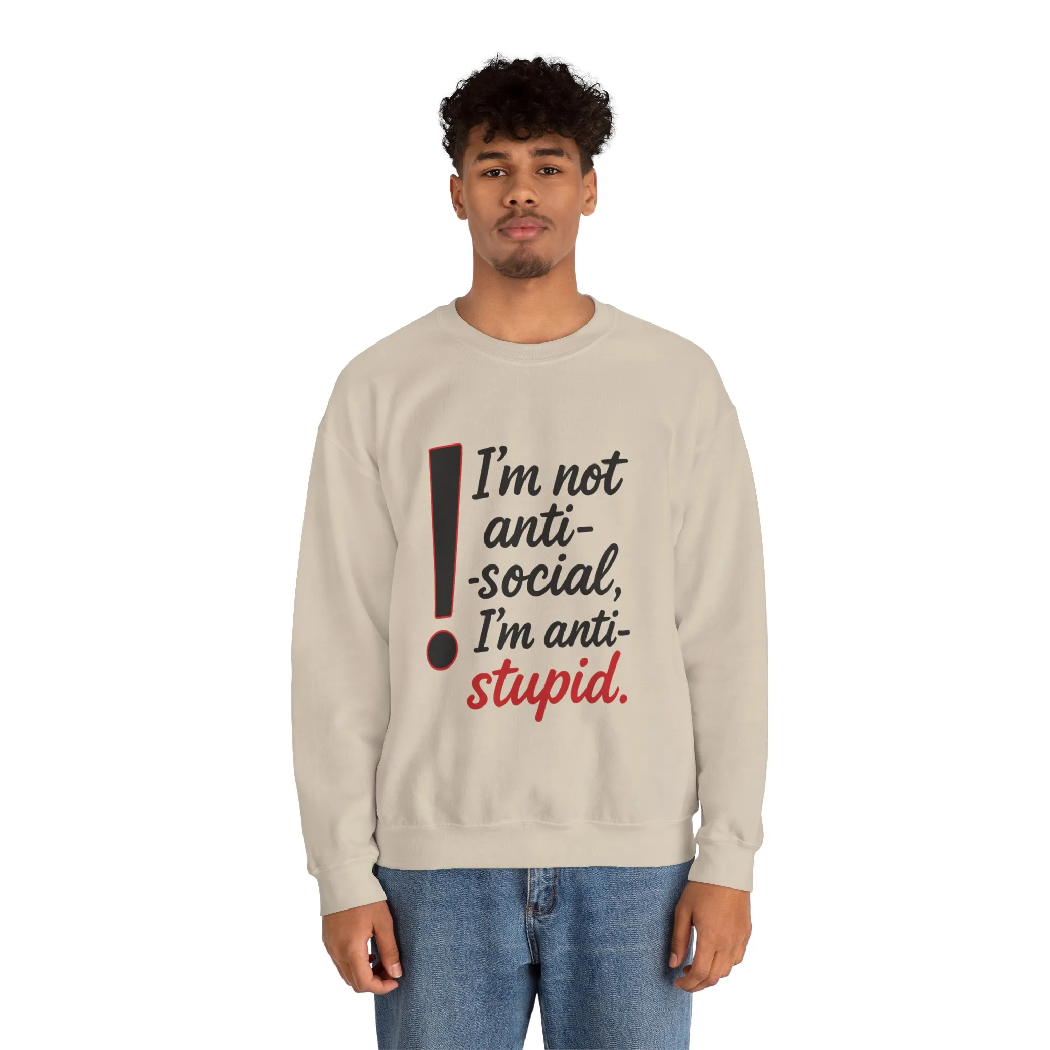 Anti-Stupid Sweatshirt, Funny Unisex Crewneck, Snarky Anti-Social Unisex Crewneck, Gift for Friends, Perfect for Everyday Wear - Image 6
