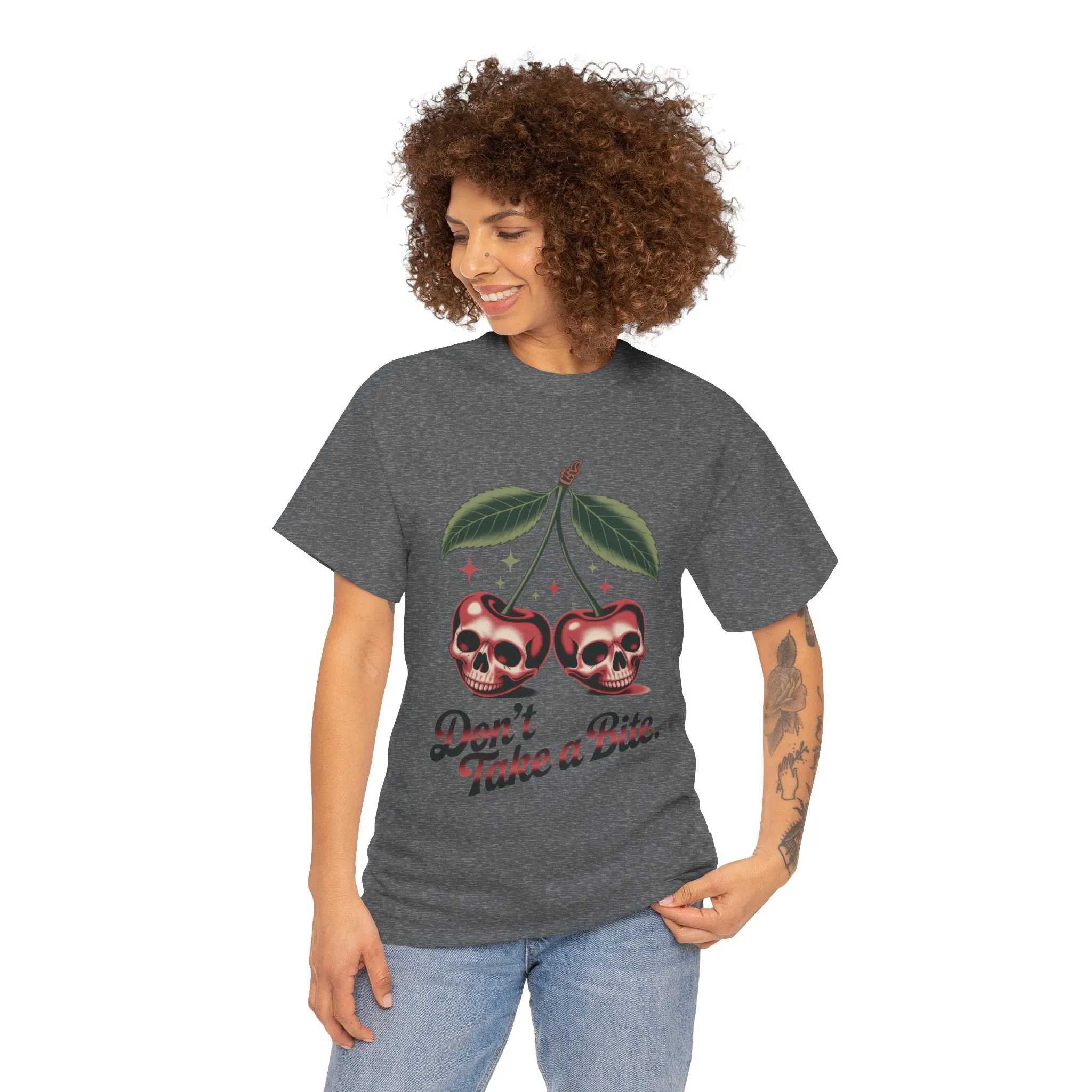 Skull Cherry Womens Graphic Tee, Edgy Tee, Unique Gift, Halloween Apparel, Cute Gothic Fruit Graphic Tee for Women, Funny Dark Style Shirt - Image 14