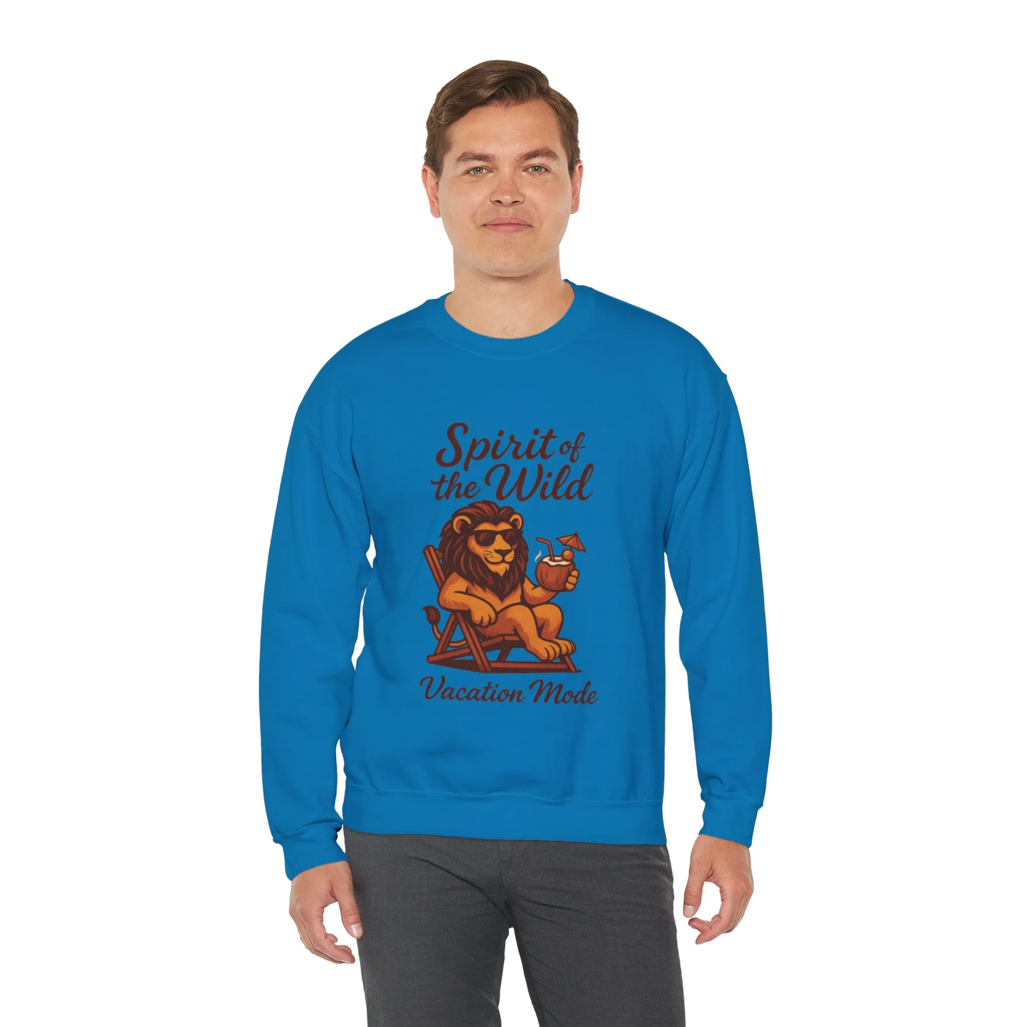 Spirit of the Wild Lion Mens Sweatshirt - Vacation Mode Funny Relaxed Jungle King Pullover, Fun Gift for Travelers - Image 23