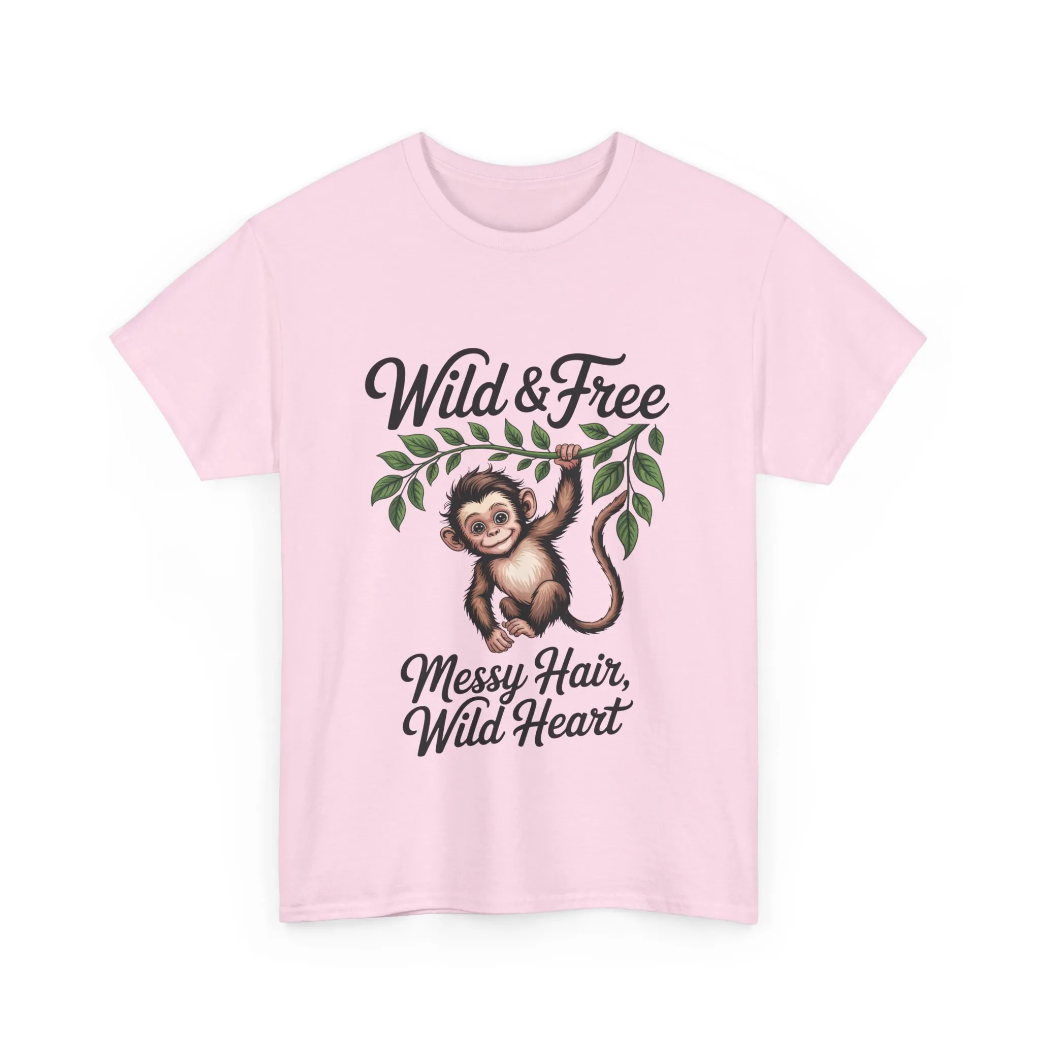 Wild & Free Monkey Shirt, Messy Hair Wild Heart Womens Tee, Cute Jungle Animal T-Shirt, Boho Adventure Graphic, Fun Nature Lover Gift - Image 2
