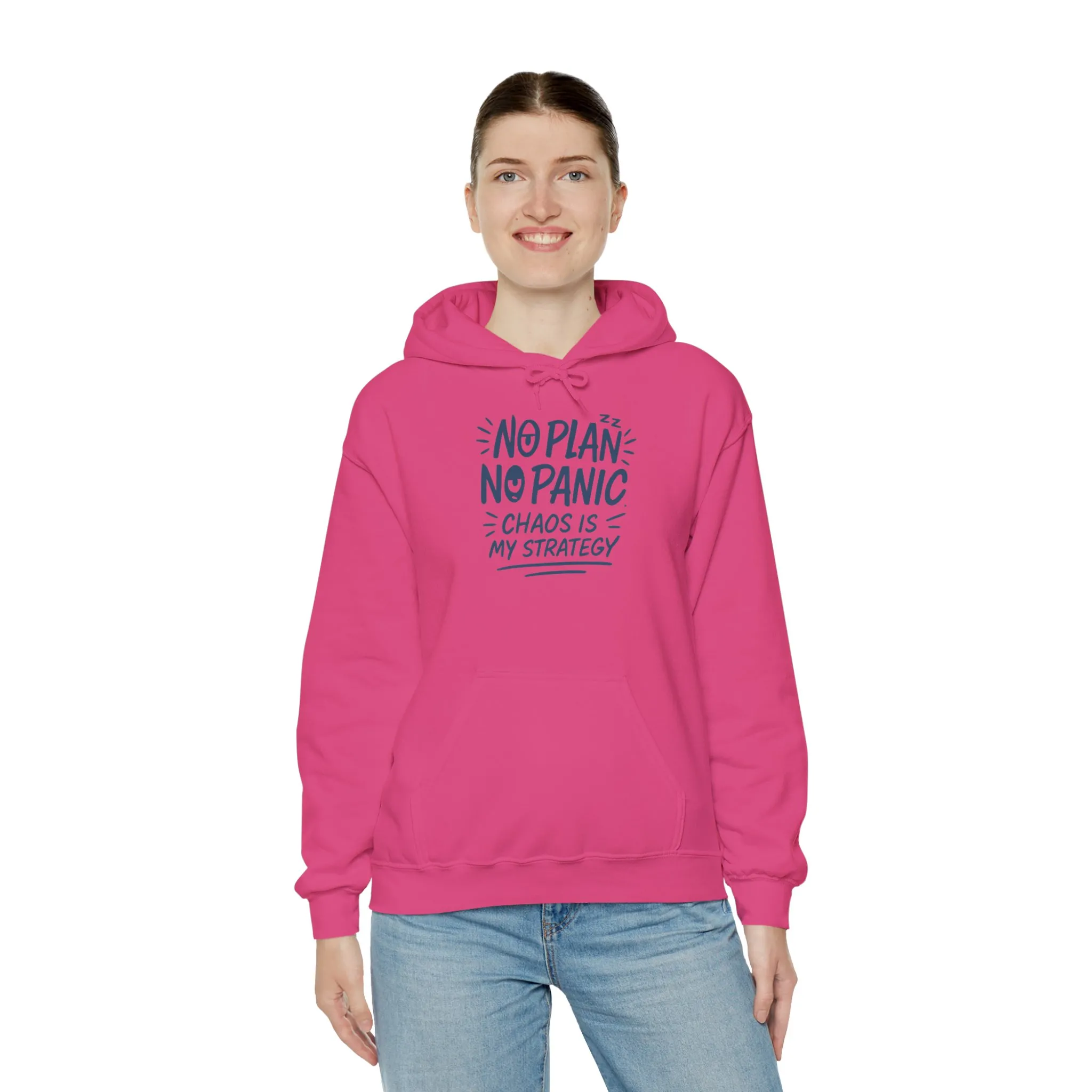 Chaos Is My Strategy Hooded Sweatshirt, Women's Pullover for Stress Relief, No Plan No Panic, Cute Winter Layering for Women, Humorous Gift - Image 36